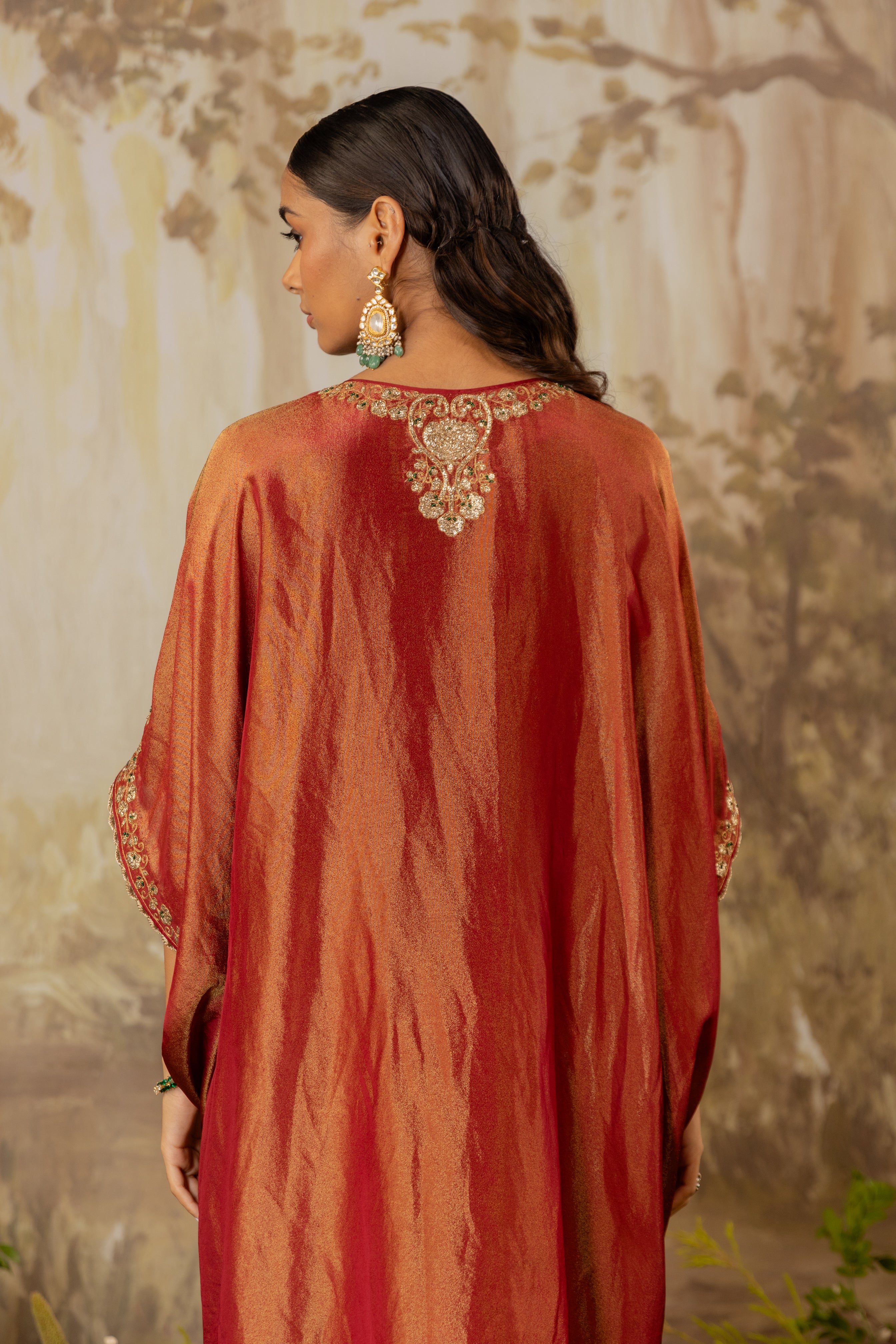 BURNT RUST embroidered KAFTAN