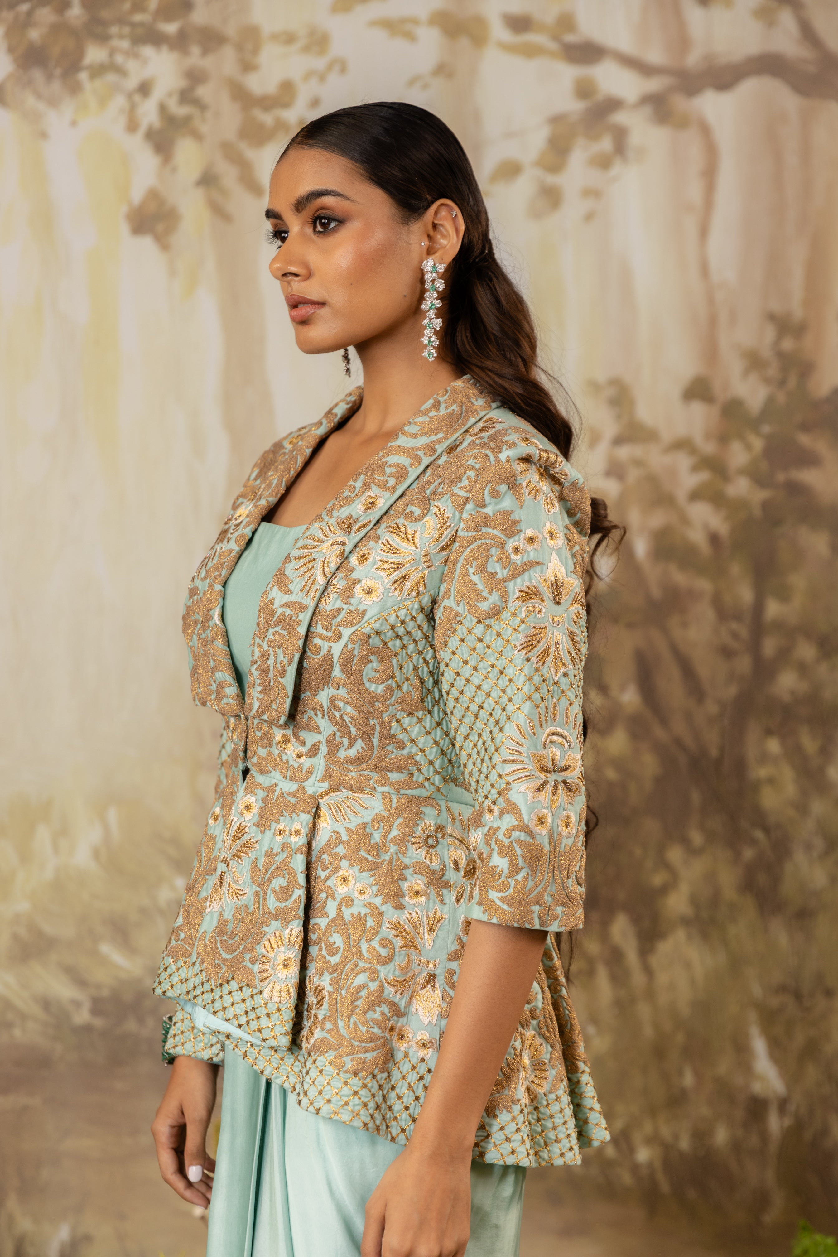 POWDER BLUE ZOE PEPLUM JACKET SET