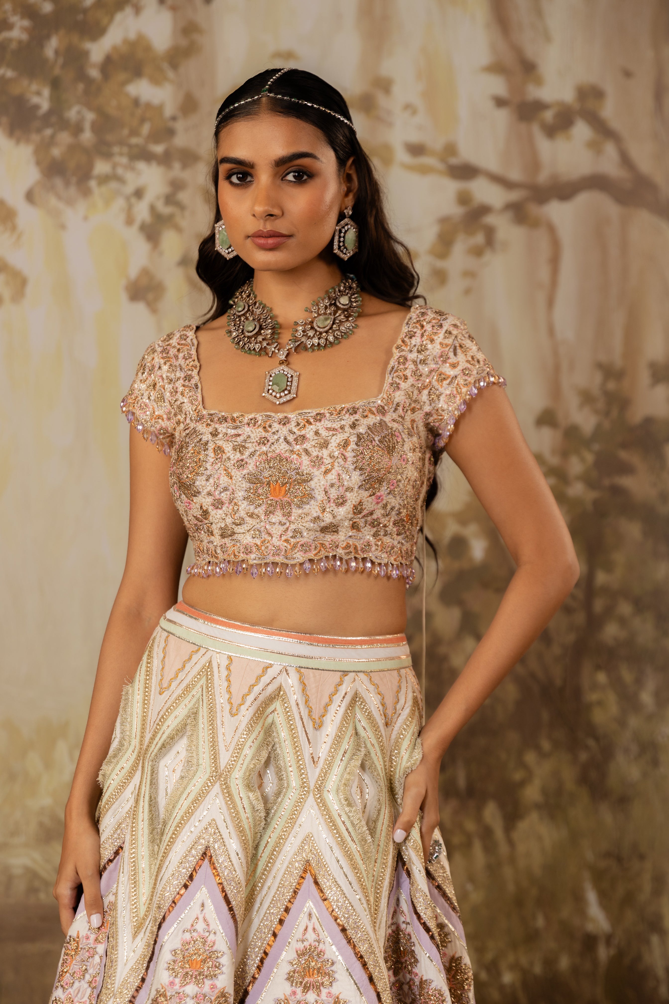 MULTICOLORED EMBROIDERED LEHENGA SET