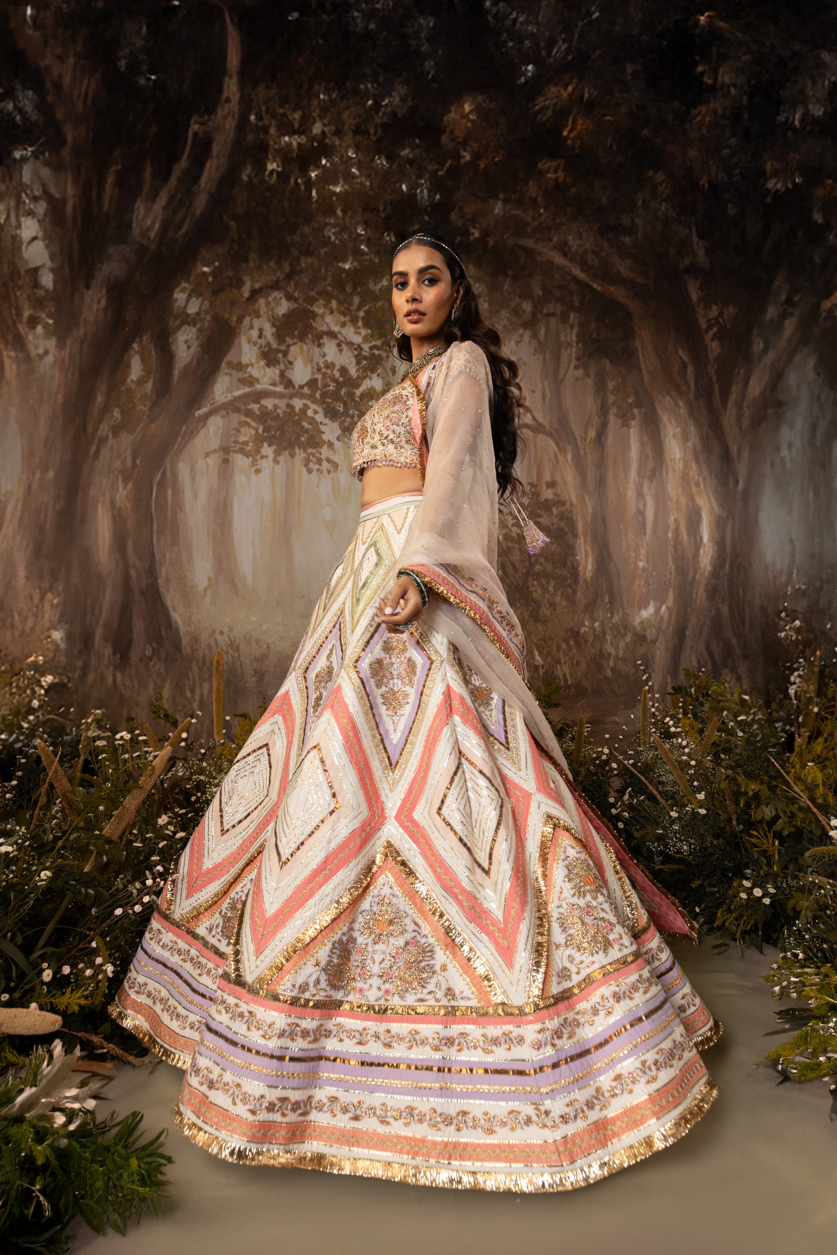 MULTICOLORED EMBROIDERED LEHENGA SET