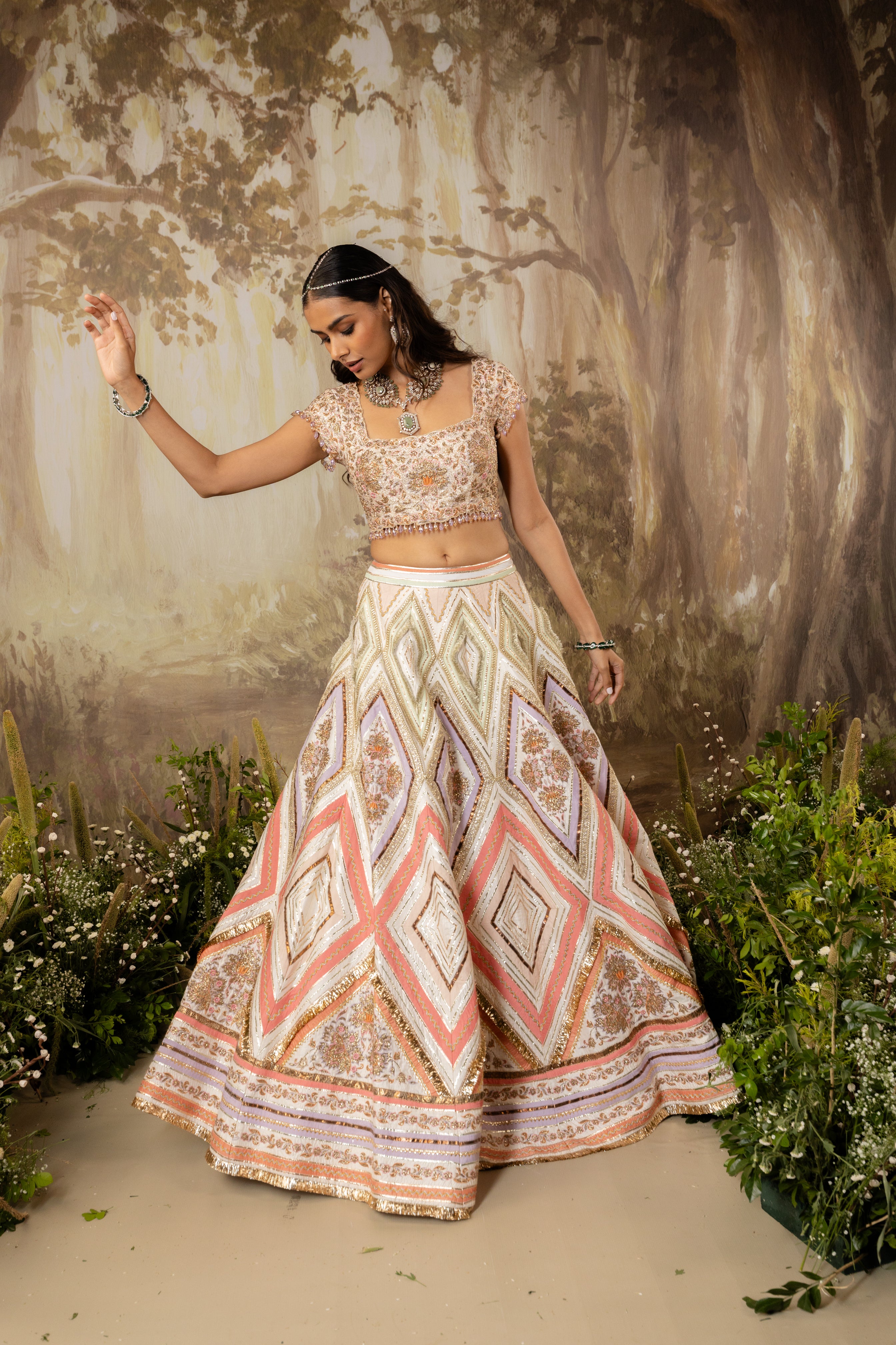 MULTICOLORED EMBROIDERED LEHENGA SET