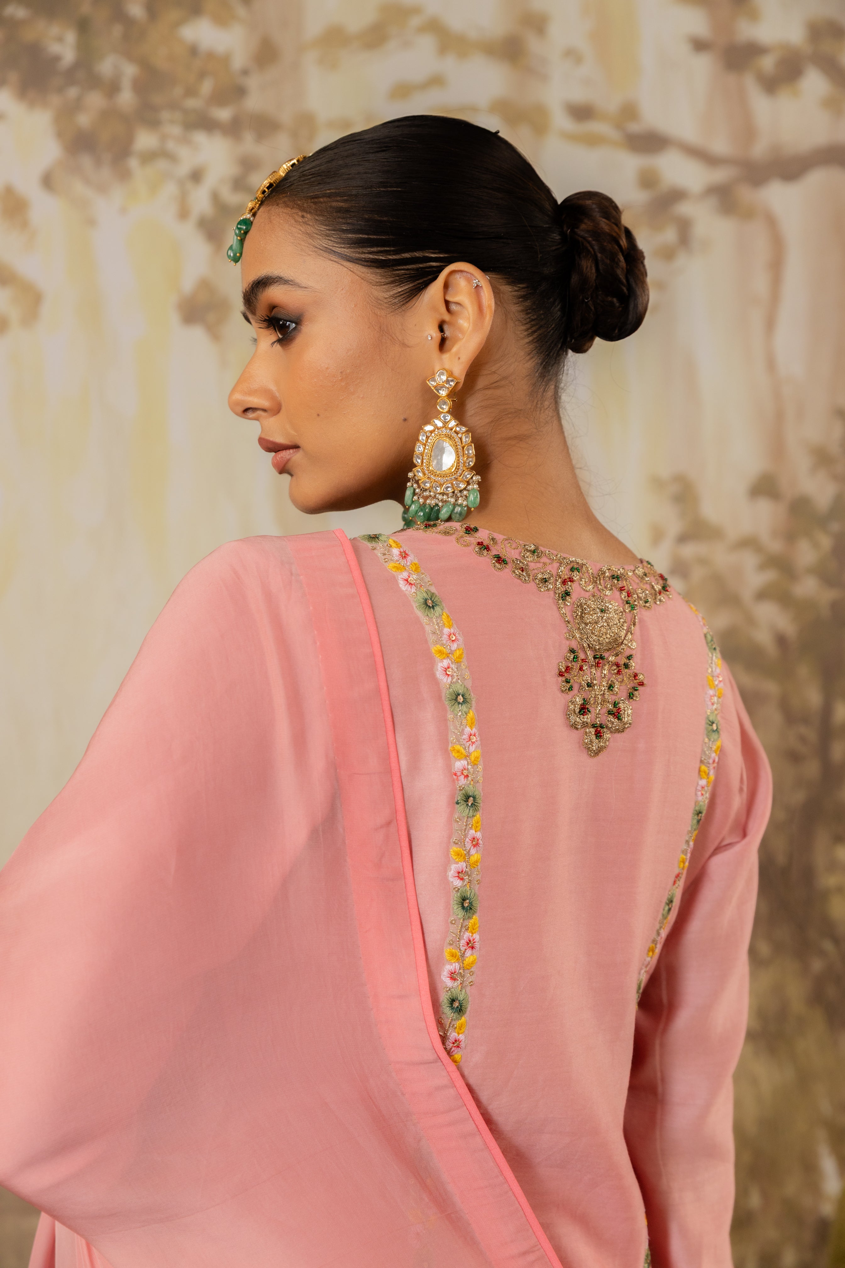 SOFT PINK EMBROIDERED SHORT KURTA SET