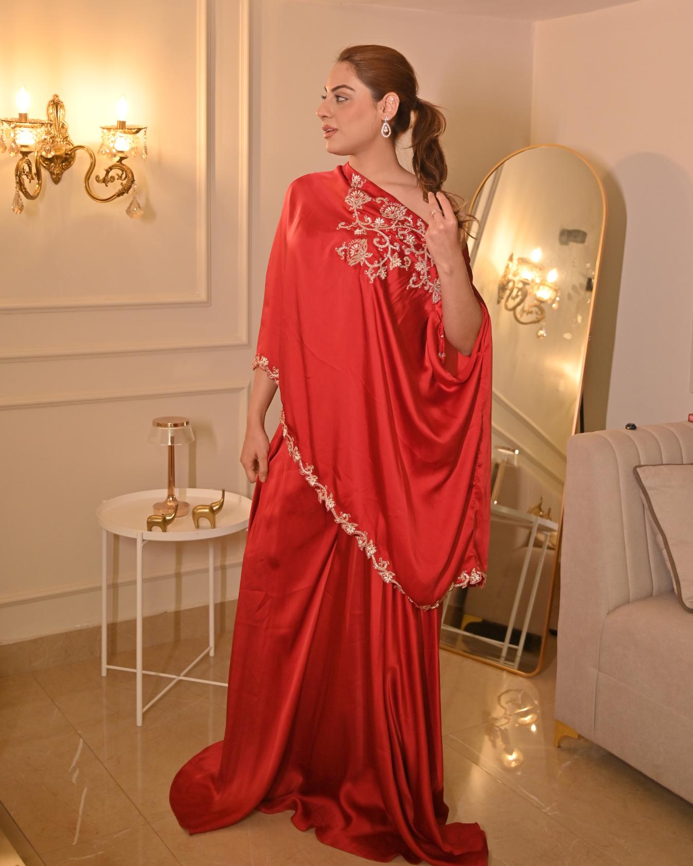 KRITIKA BHASIN in Maroon one shoulder sharara set