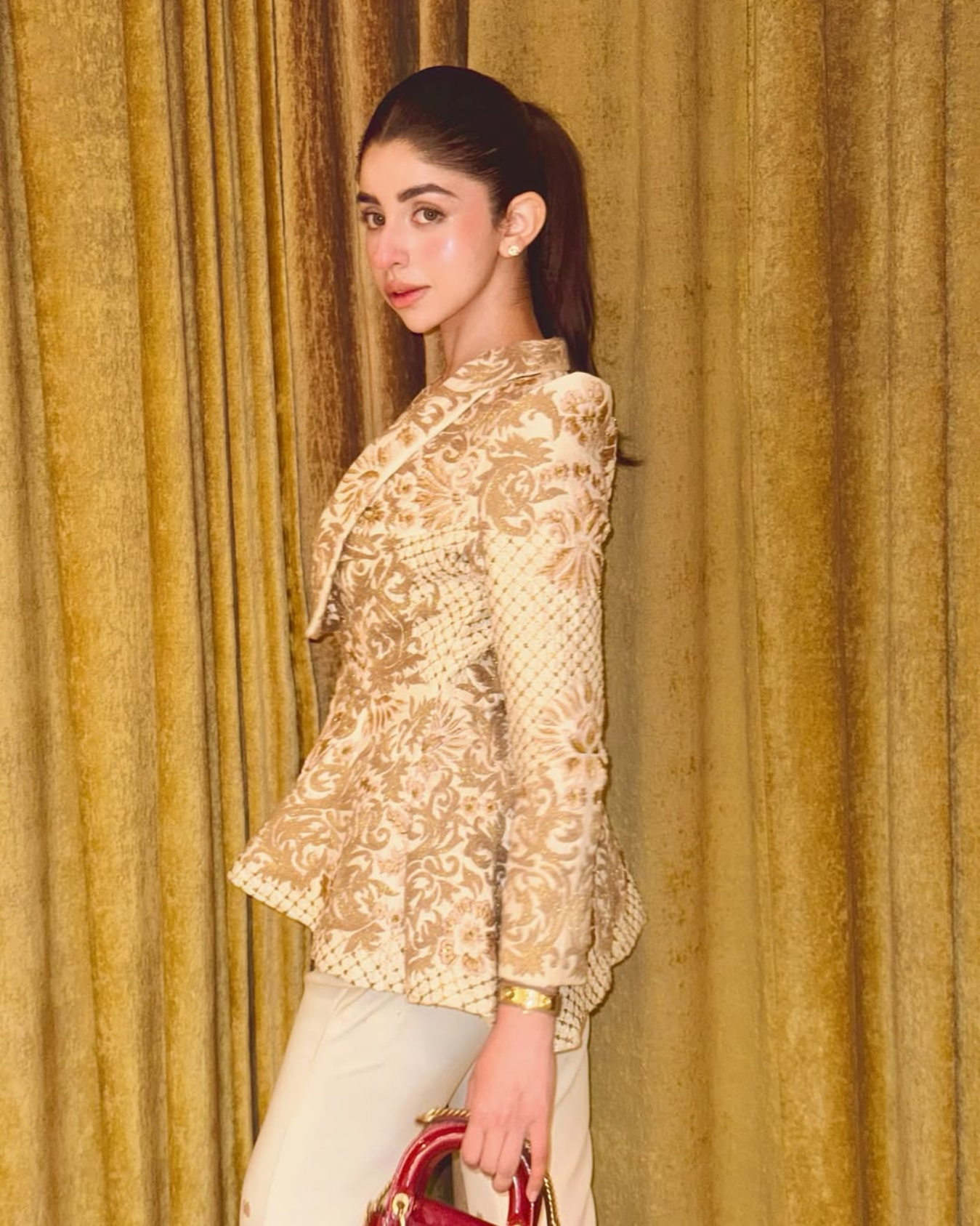 Lavanya Dua in Ivory zoe peplum jacket set