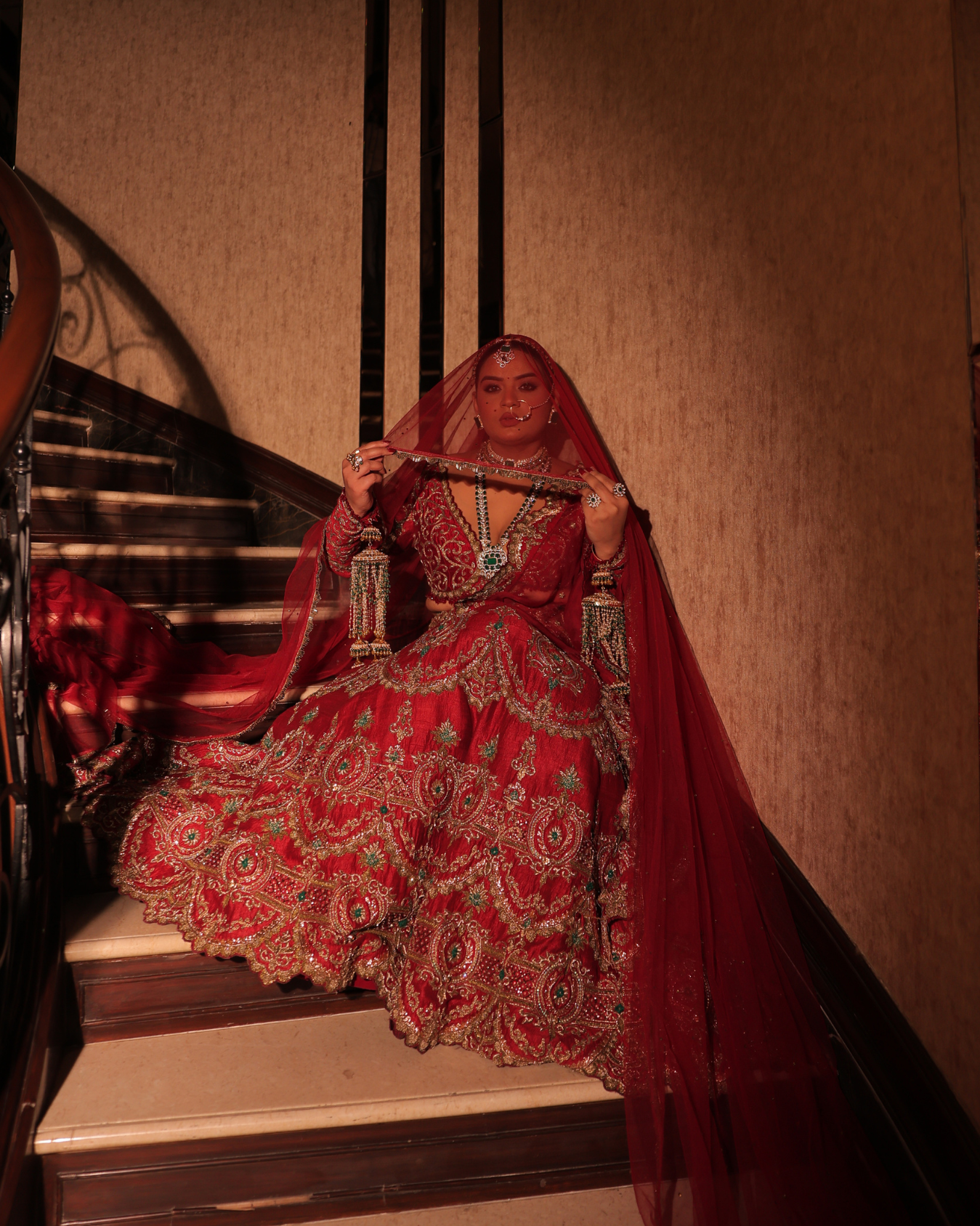 Rini in Red banarasi lehenga set