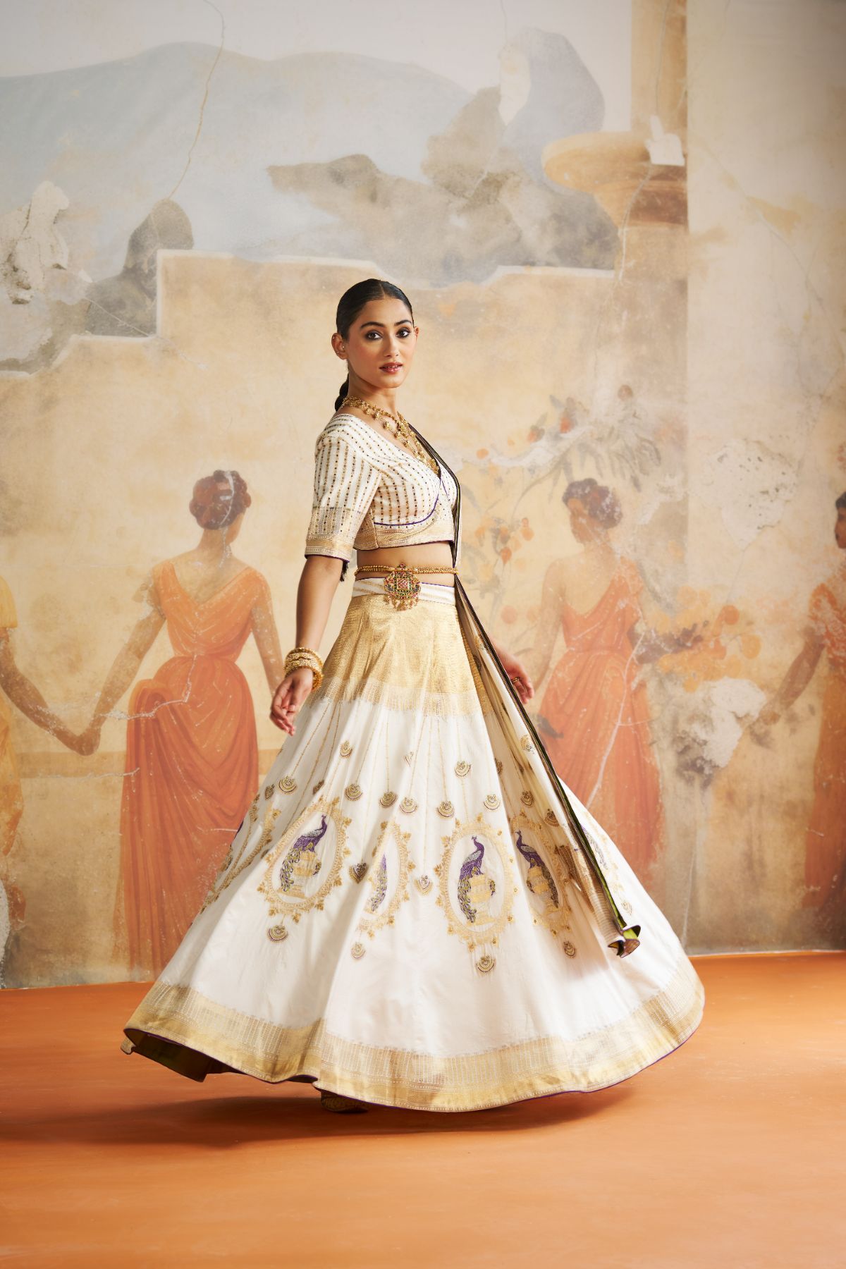 Ivory banarasi lehenga set