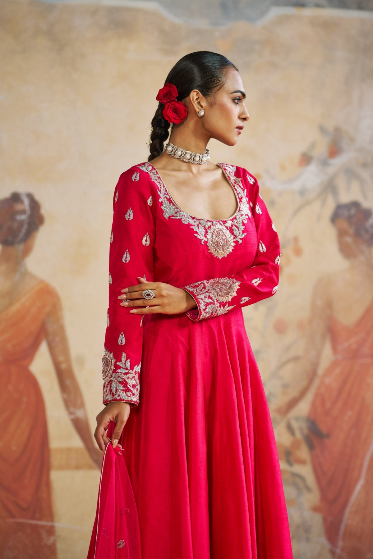 FUCHSIA pink Anarkali set
