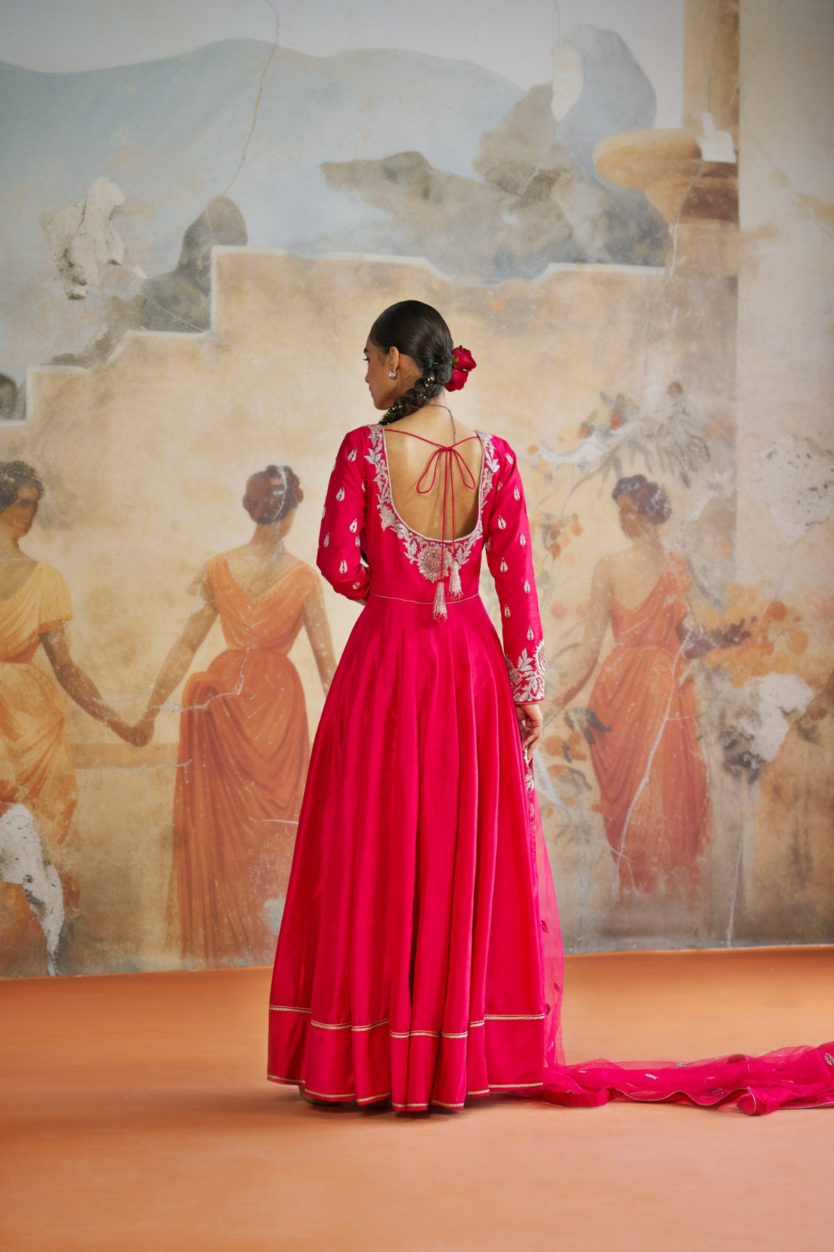 FUCHSIA pink Anarkali set