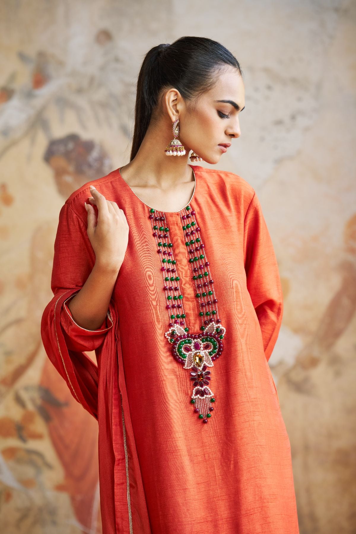 Rust orange long suit set