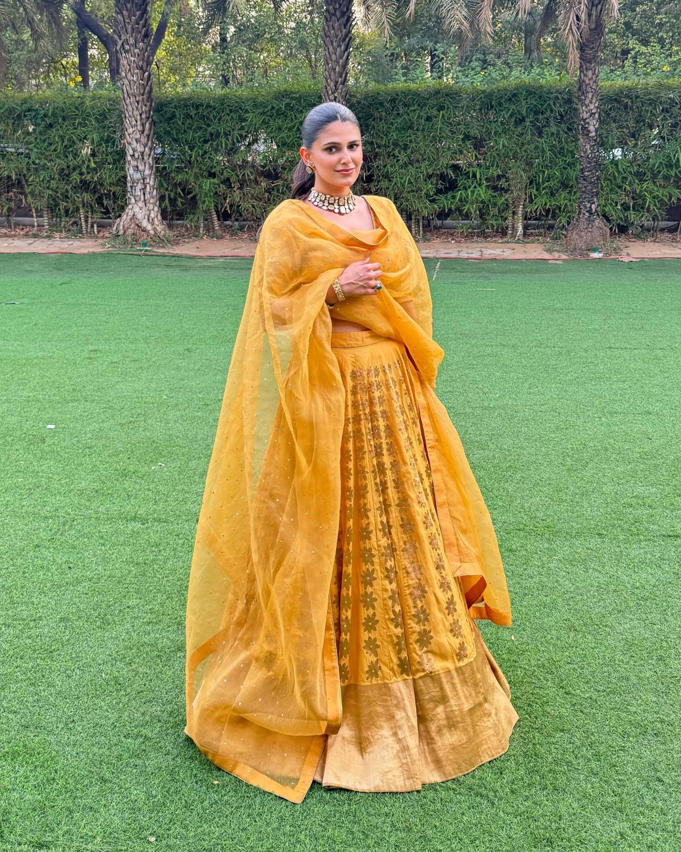 Saranya Kapoor in Yellow banarasi lehenga set