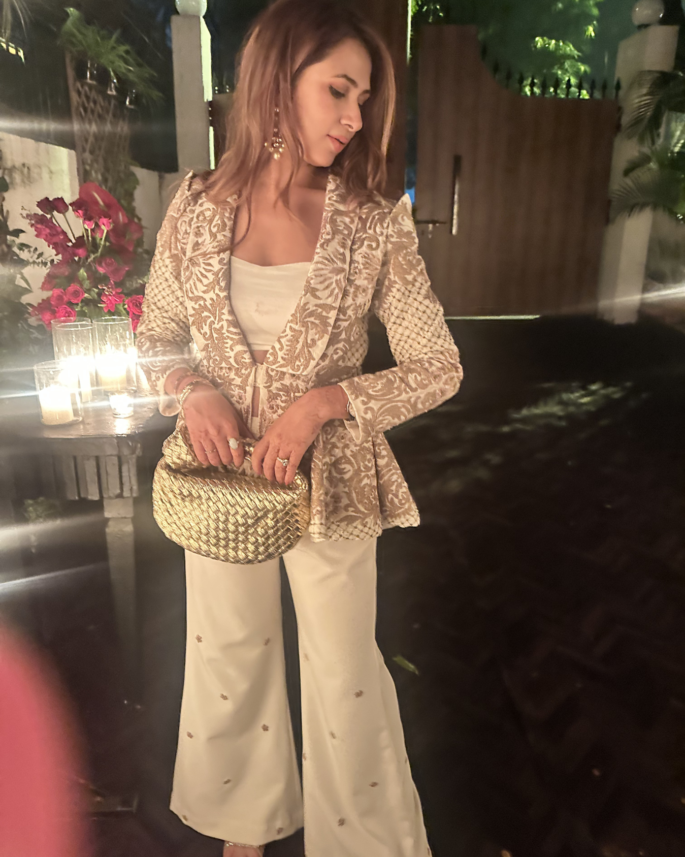 Shikha Khurana in Ivory zoe peplum jacket set