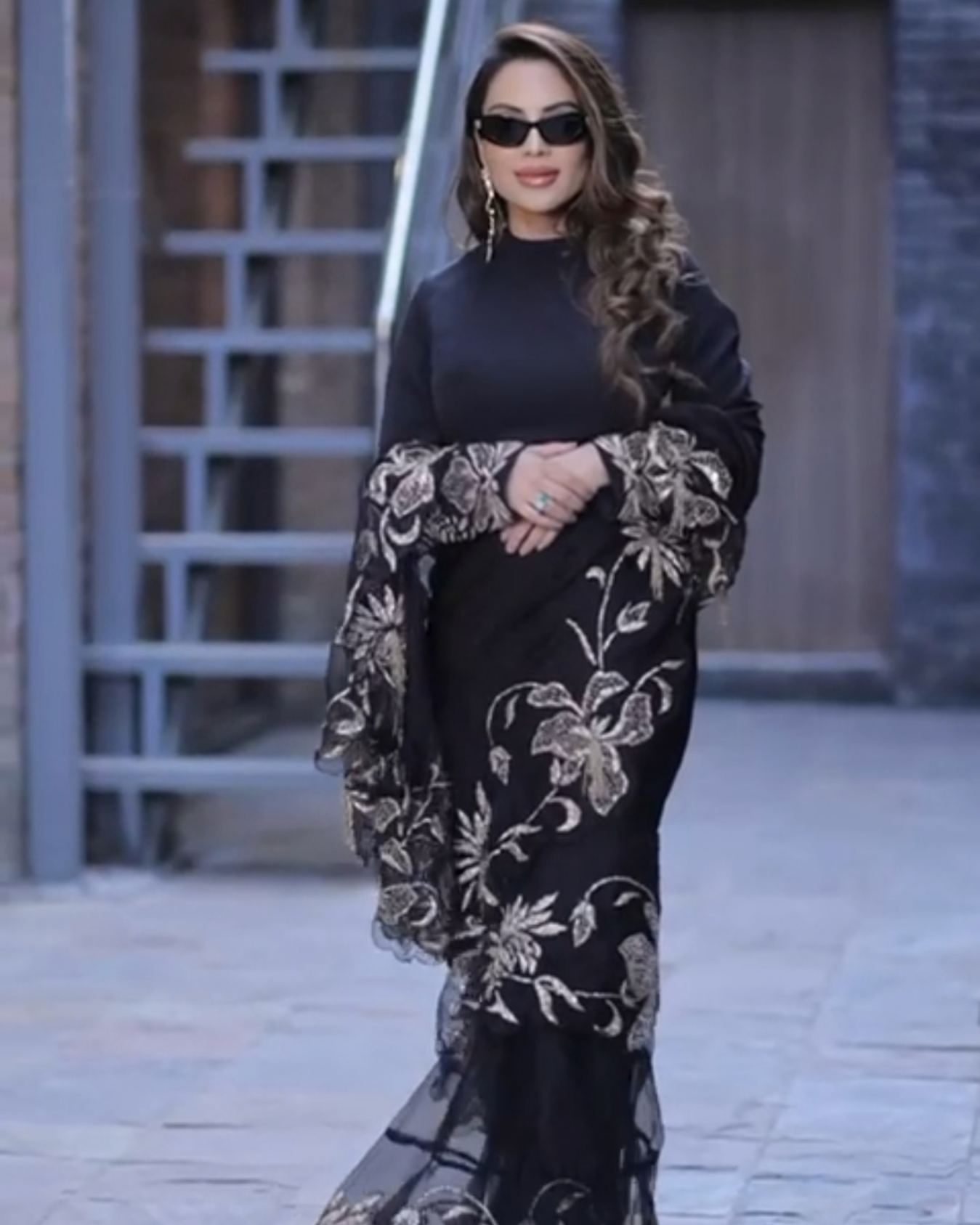 Priyanka aggarwal in Black ruffle saree set