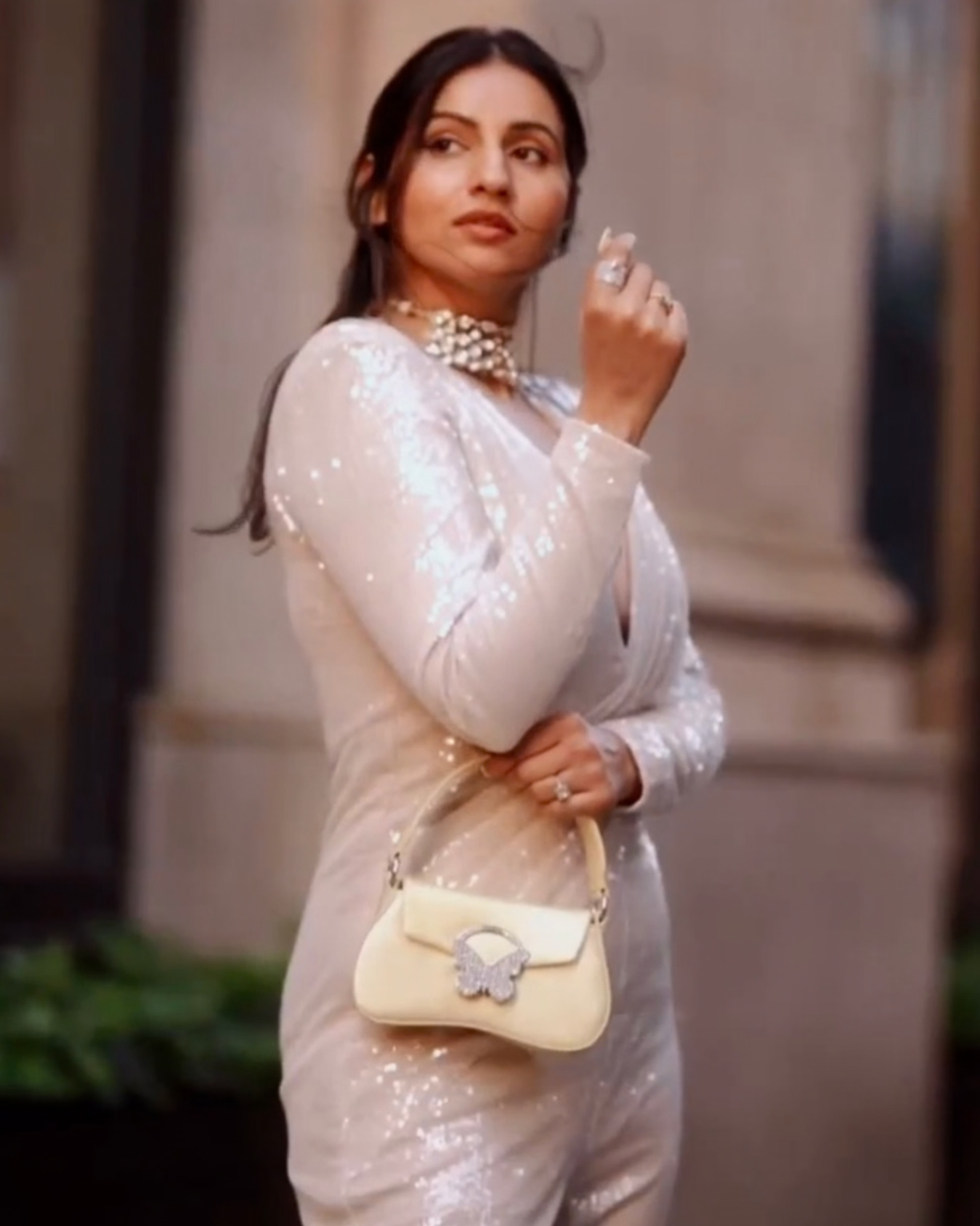 Neha Roa in Champagne beige draped jumpsuit