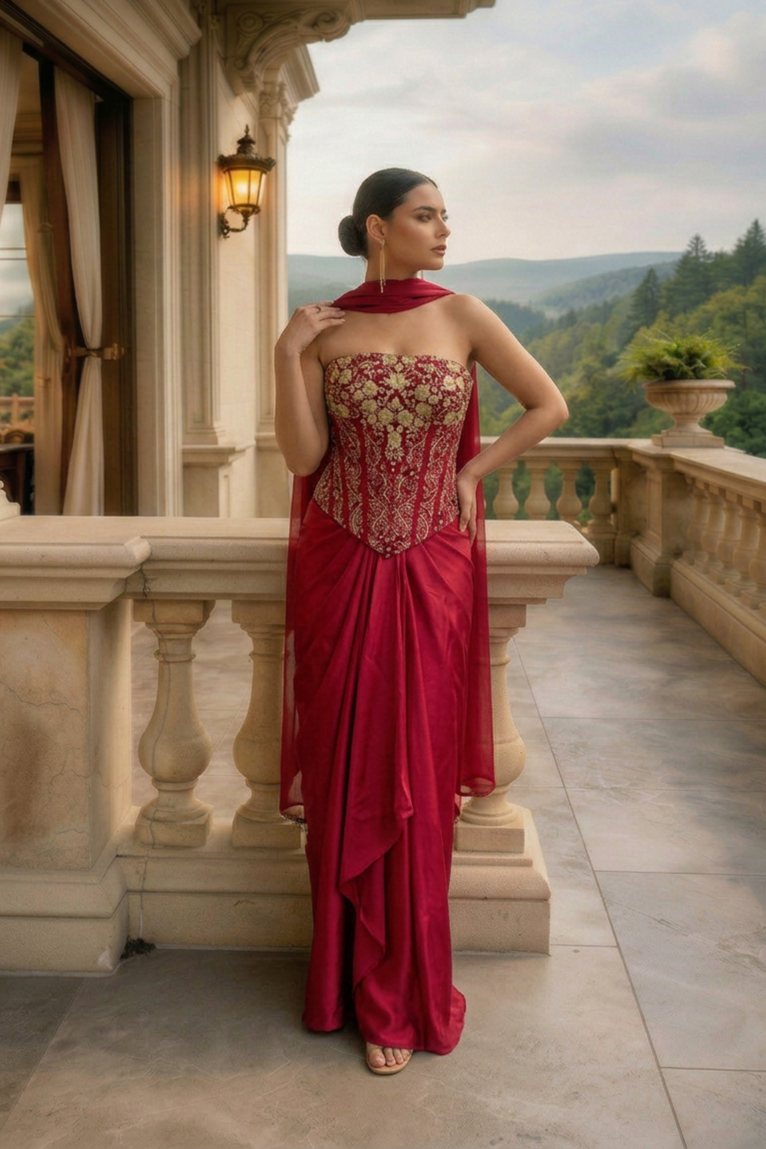 DEEP PINK CORSET SET