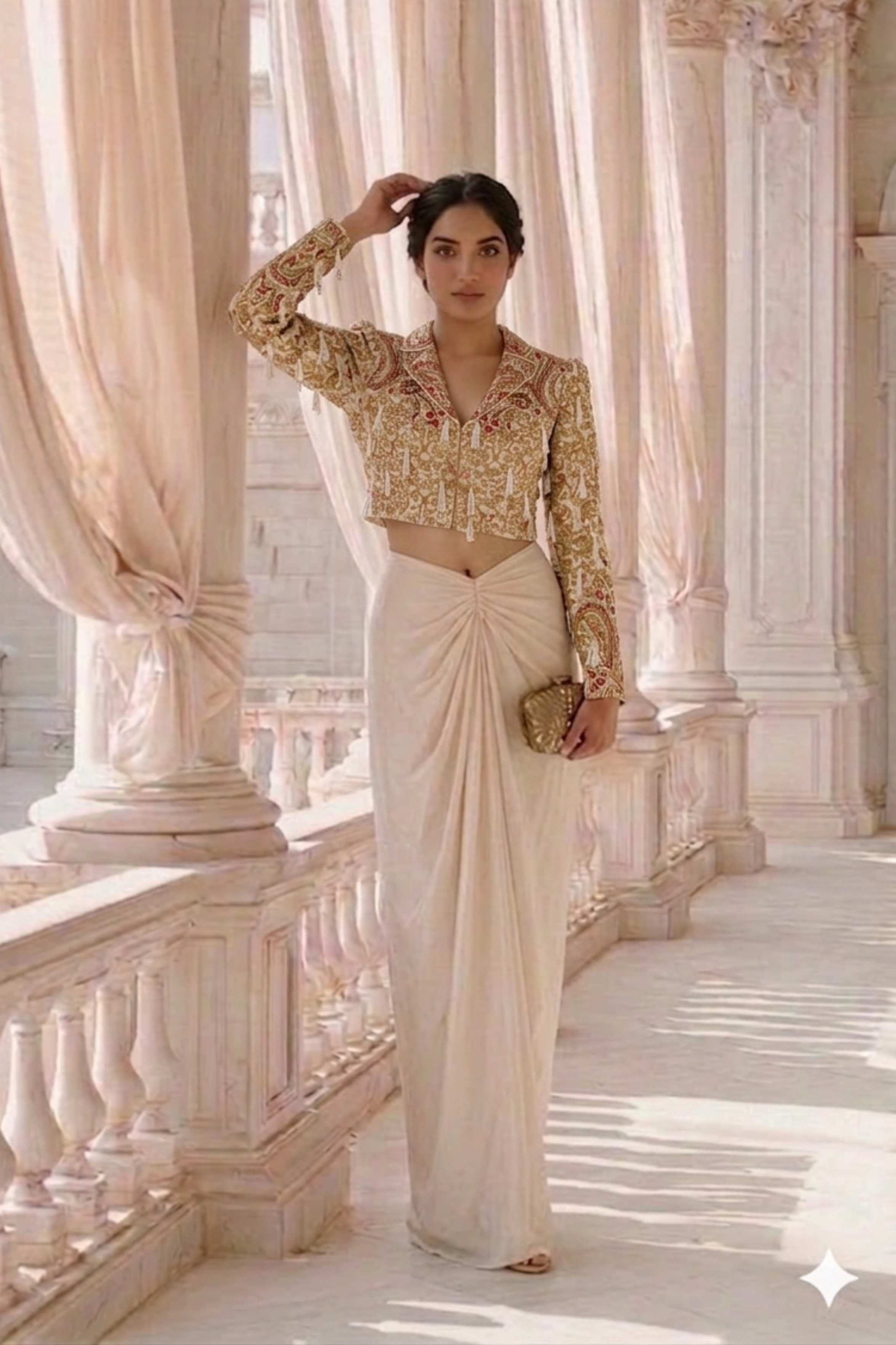 IVORY TASSELED CROP JACKET SET