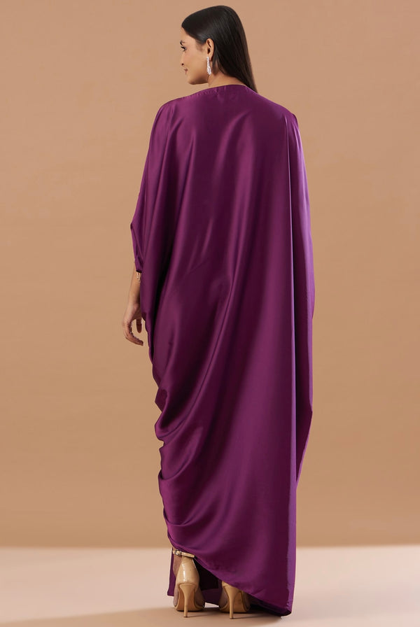 Irish purple draped kaftan dress