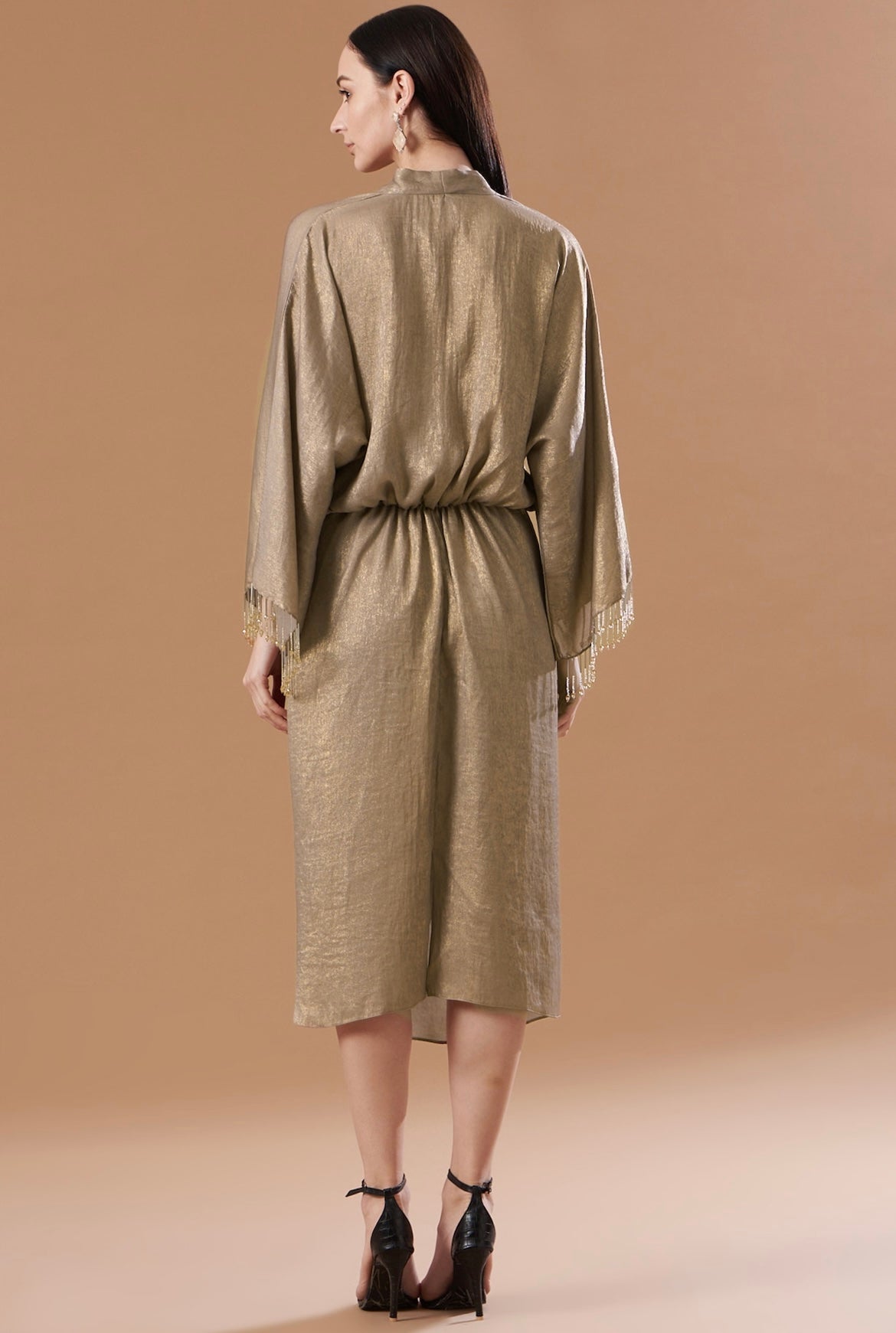 Hazel gold draped kaftan dress