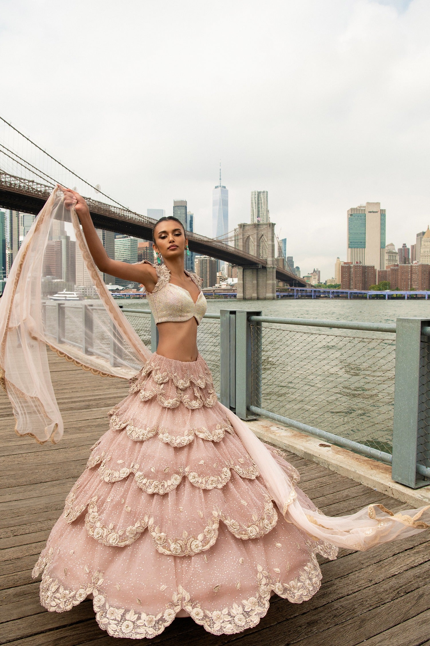 Rose gold-hued embroidered lehenga set