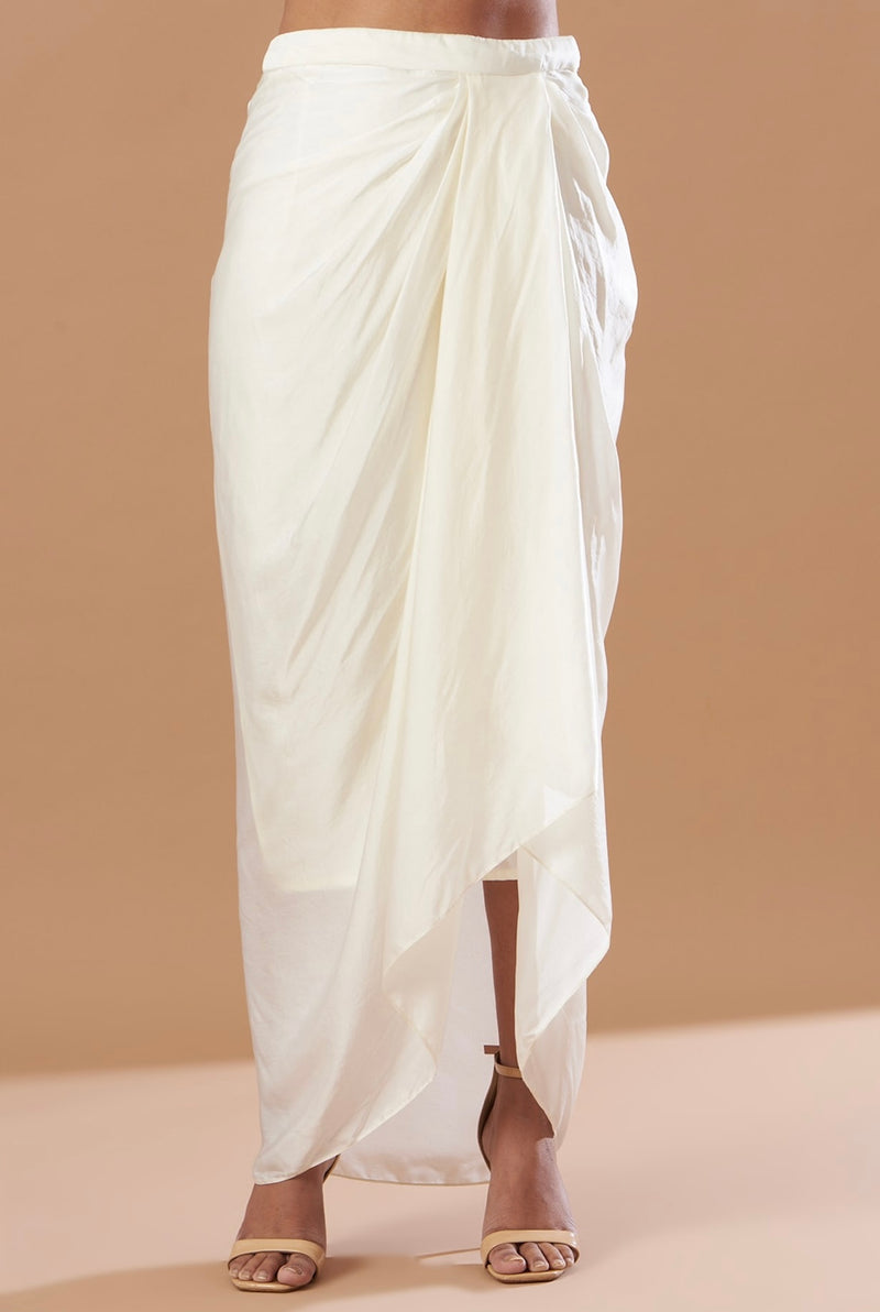 Hand crafted Ivory cape dhoti set