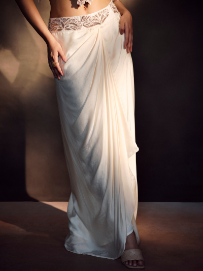 Ivory drape skirt set