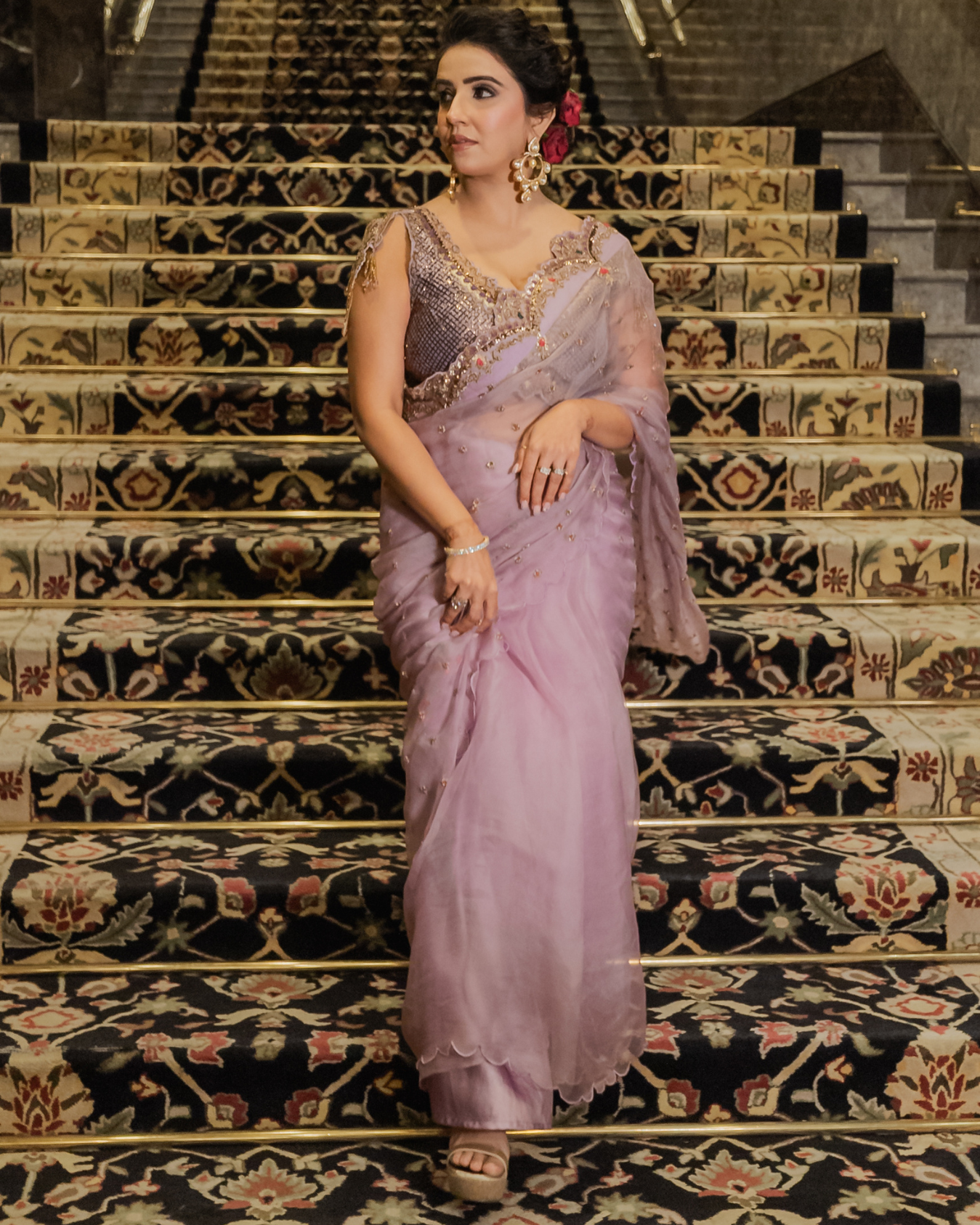 SHIRIN SHEWANI in Lavender saree set