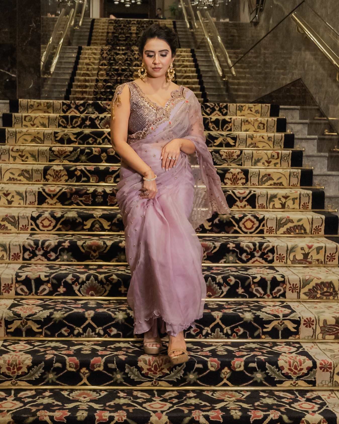 SHIRIN SHEWANI in Lavender saree set