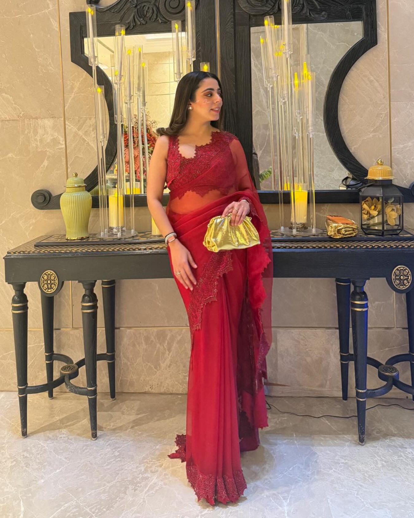 ITIKA VERMA in Barn red cutdanasaree set