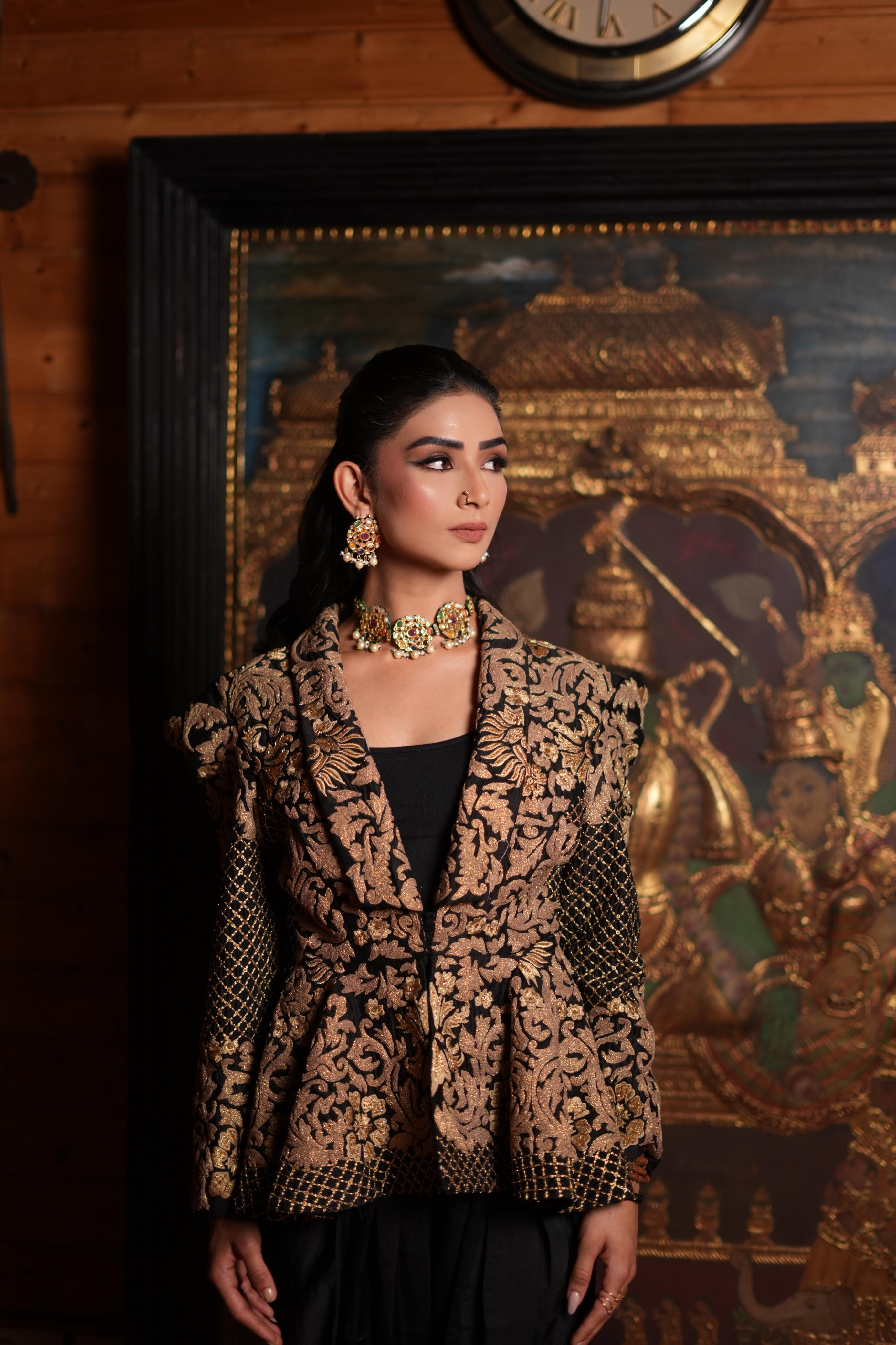 Atishaa Pratap Singh in Zoe black peplum jacket