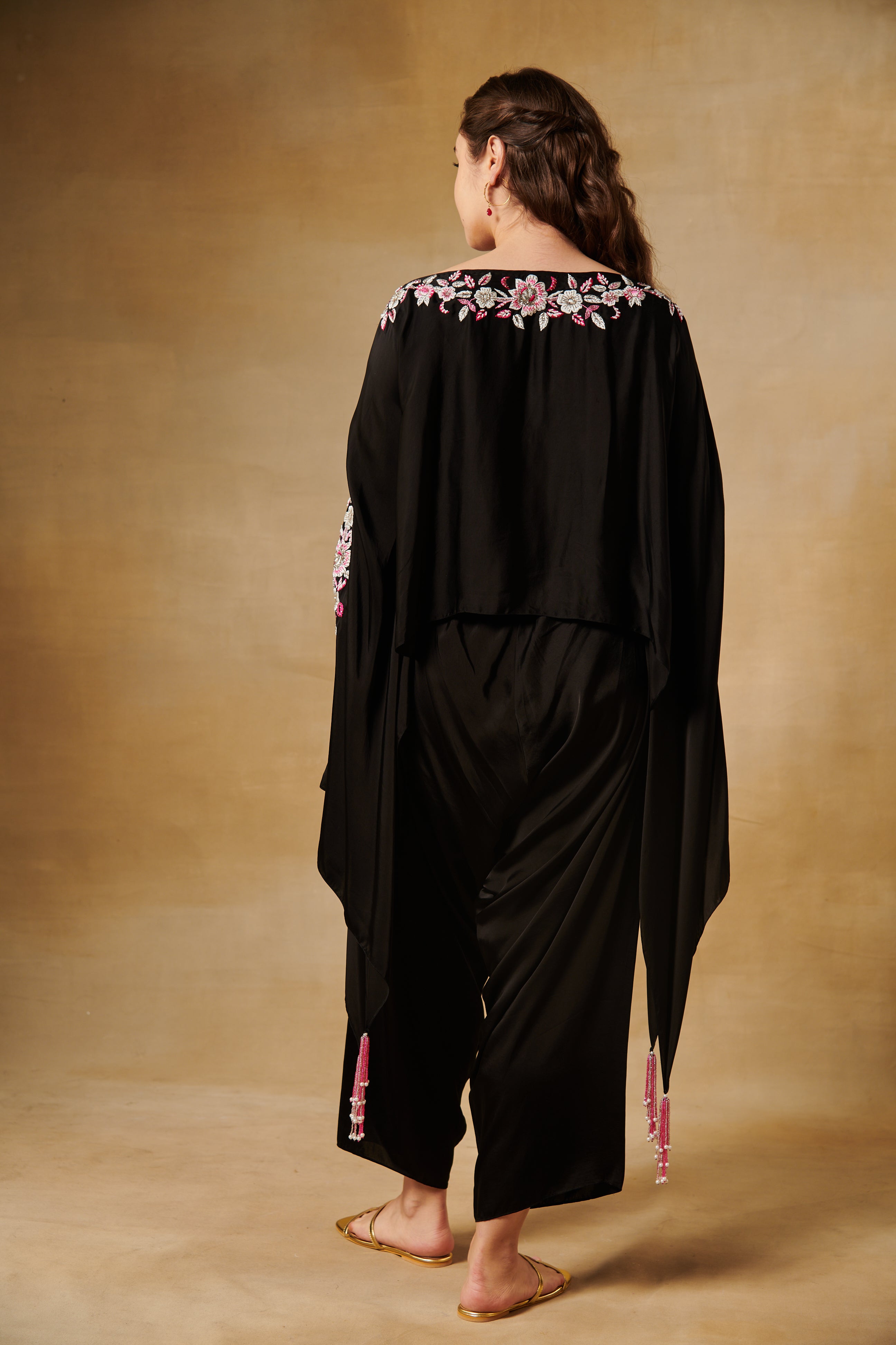 Midnight black Co-Ord with draped pants