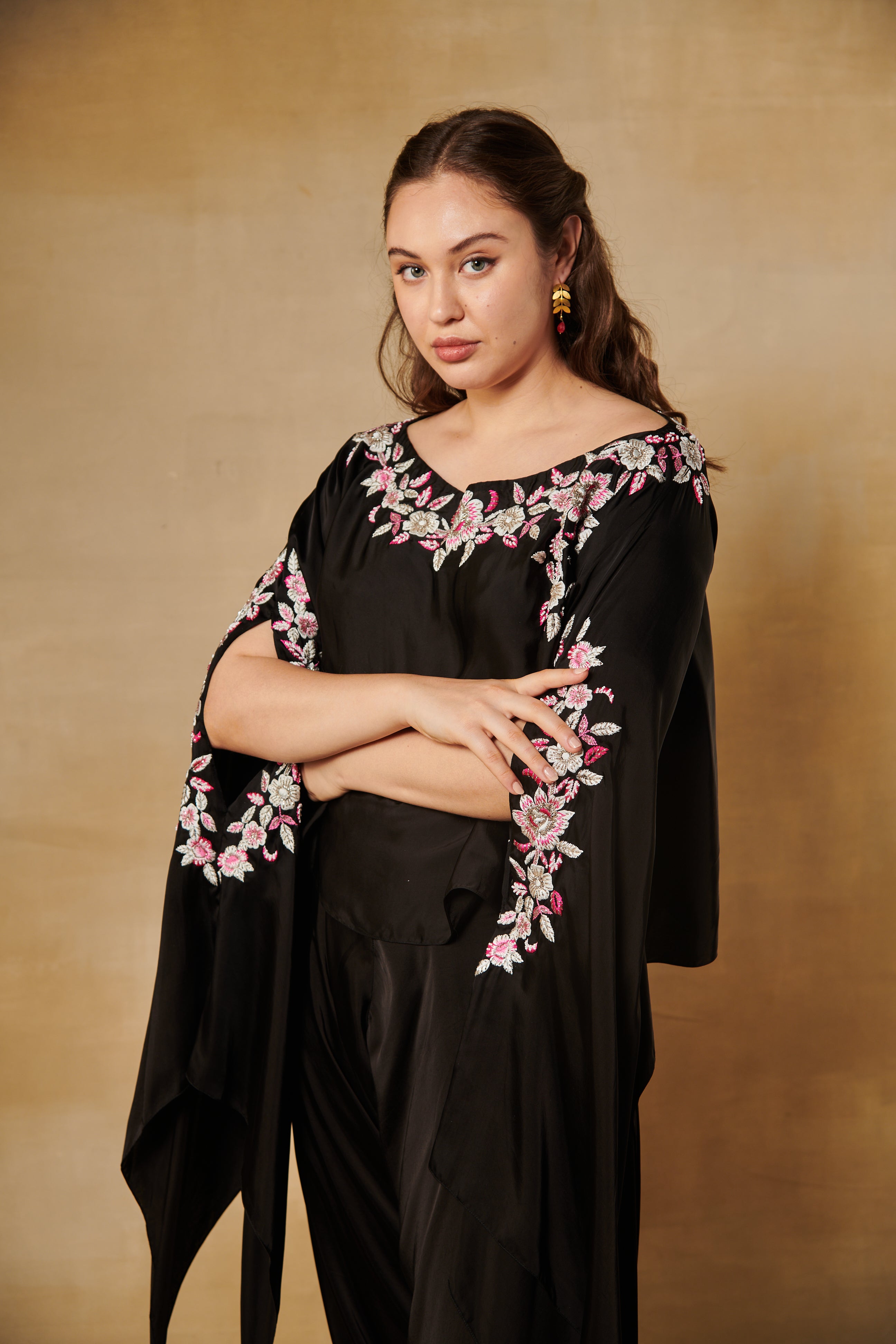 Midnight black Co-Ord with draped pants