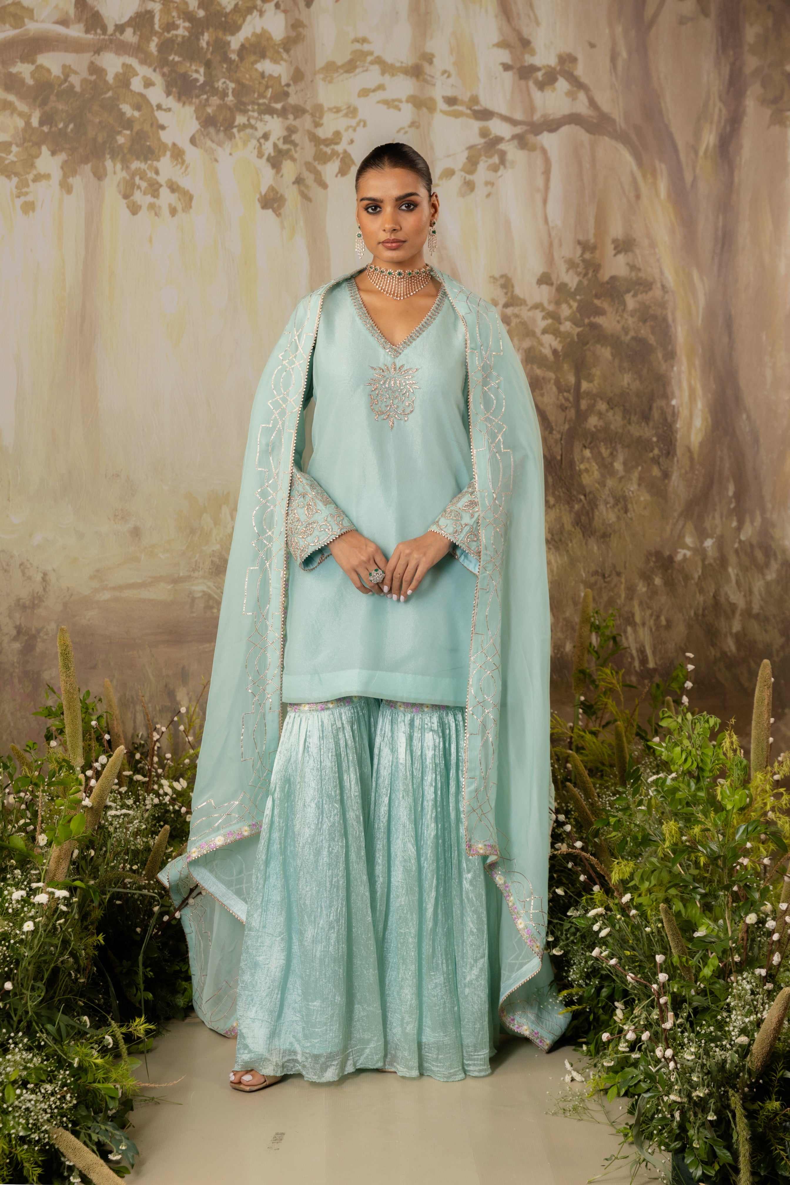 POWDER BLUE SHORT KURTA SET