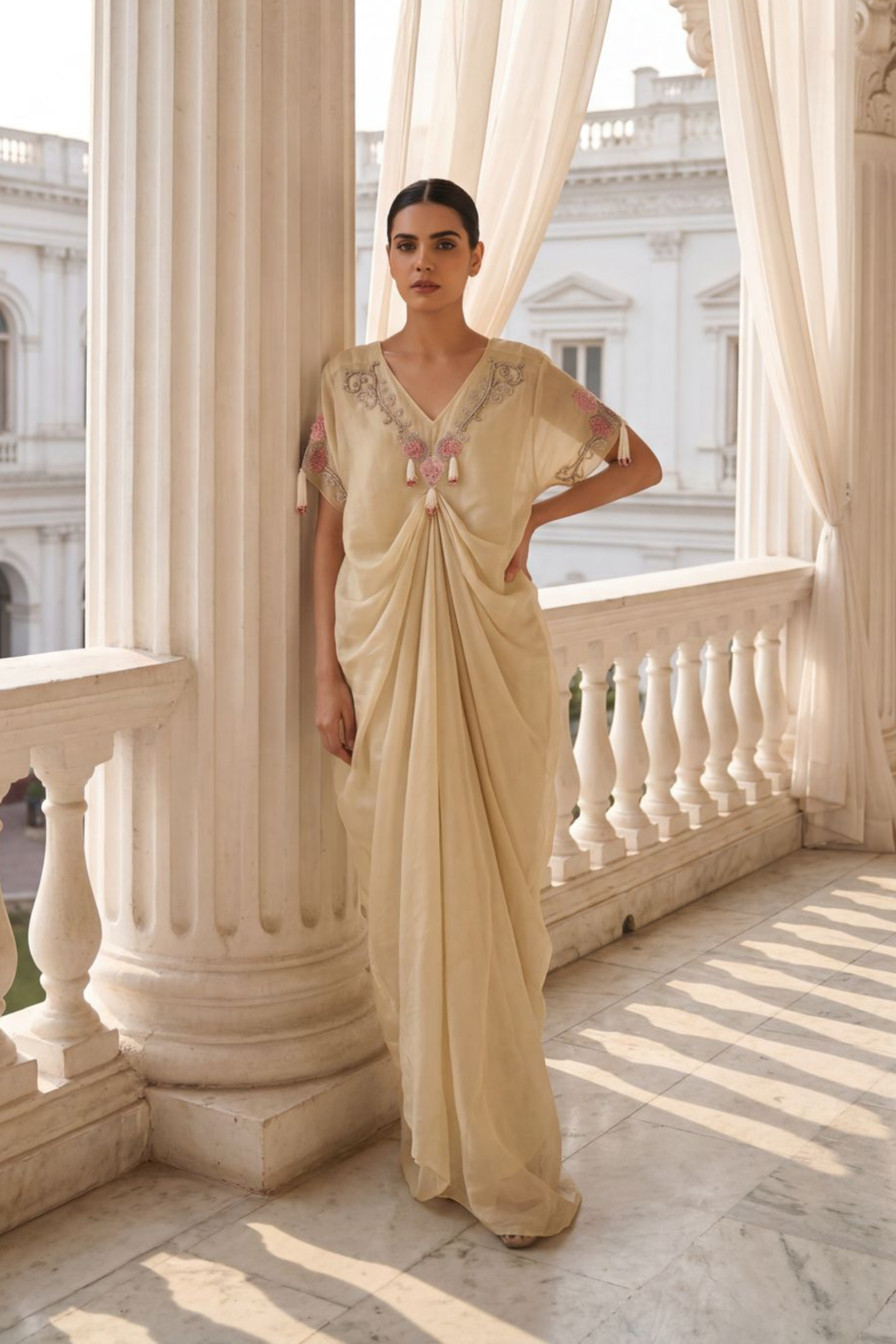 LIGHT GOLD TISSUE BODYCONE KAFTAN