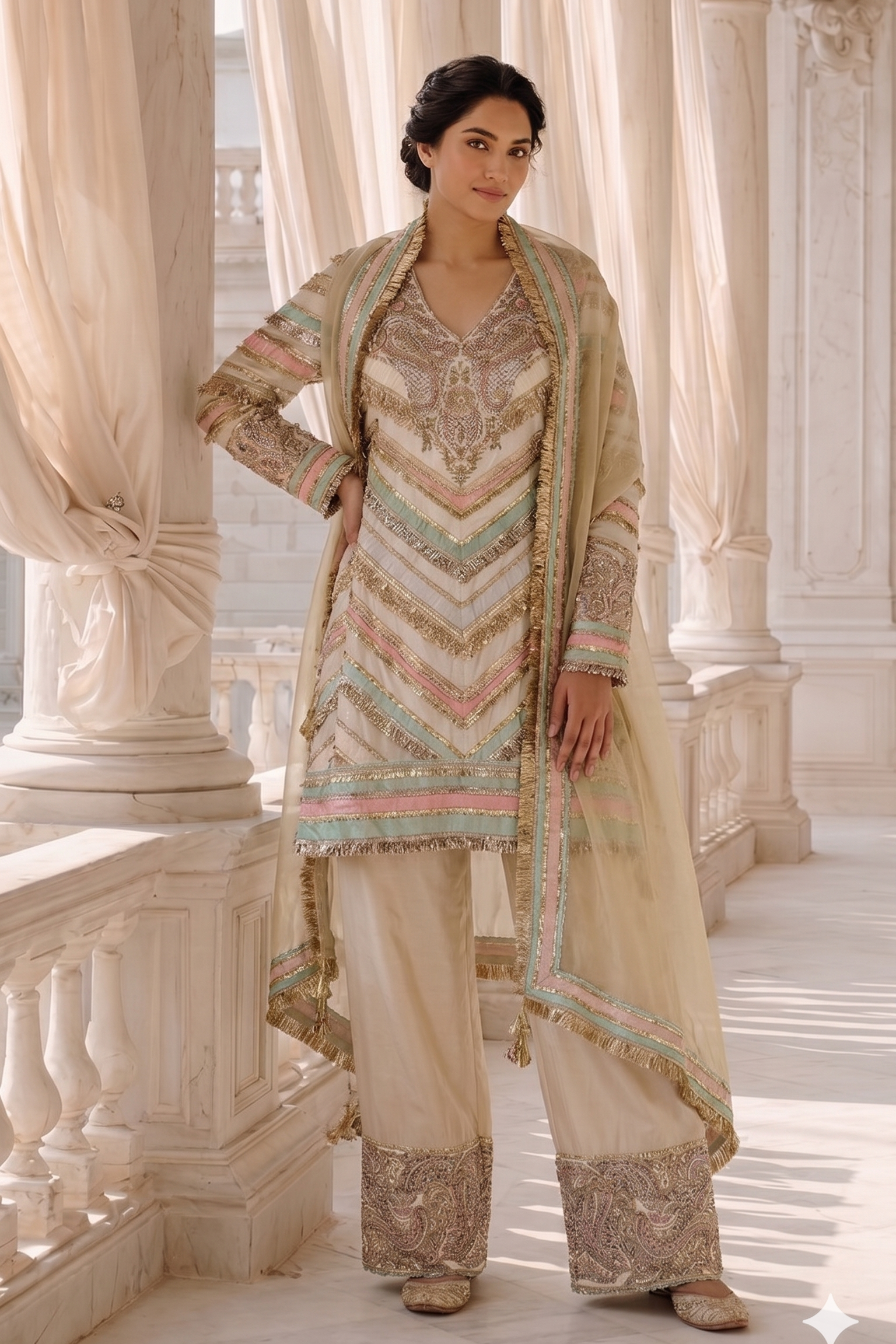 GOTA LAYERED PEPLUM KURTA SET
