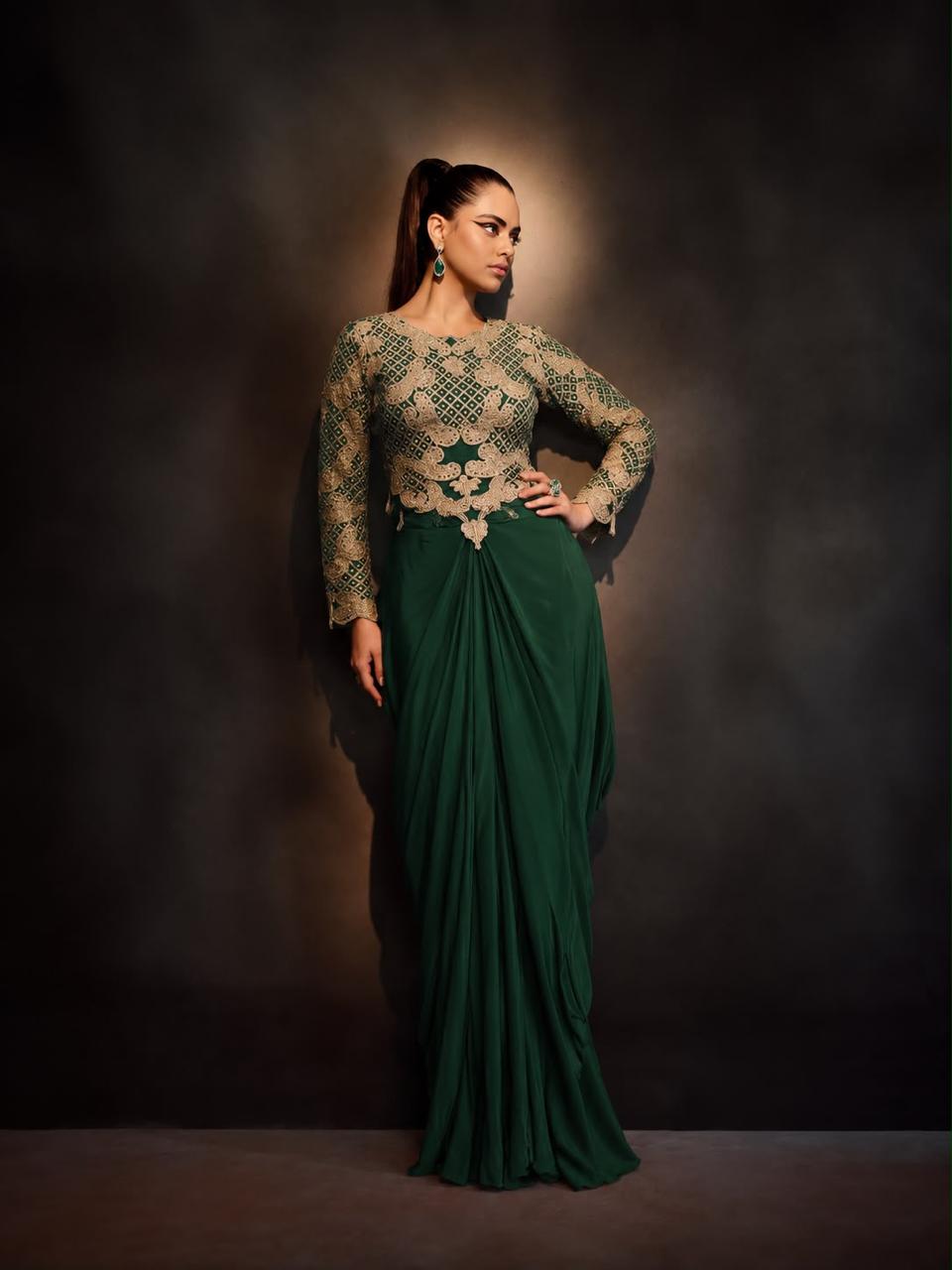 Emerald green corset set