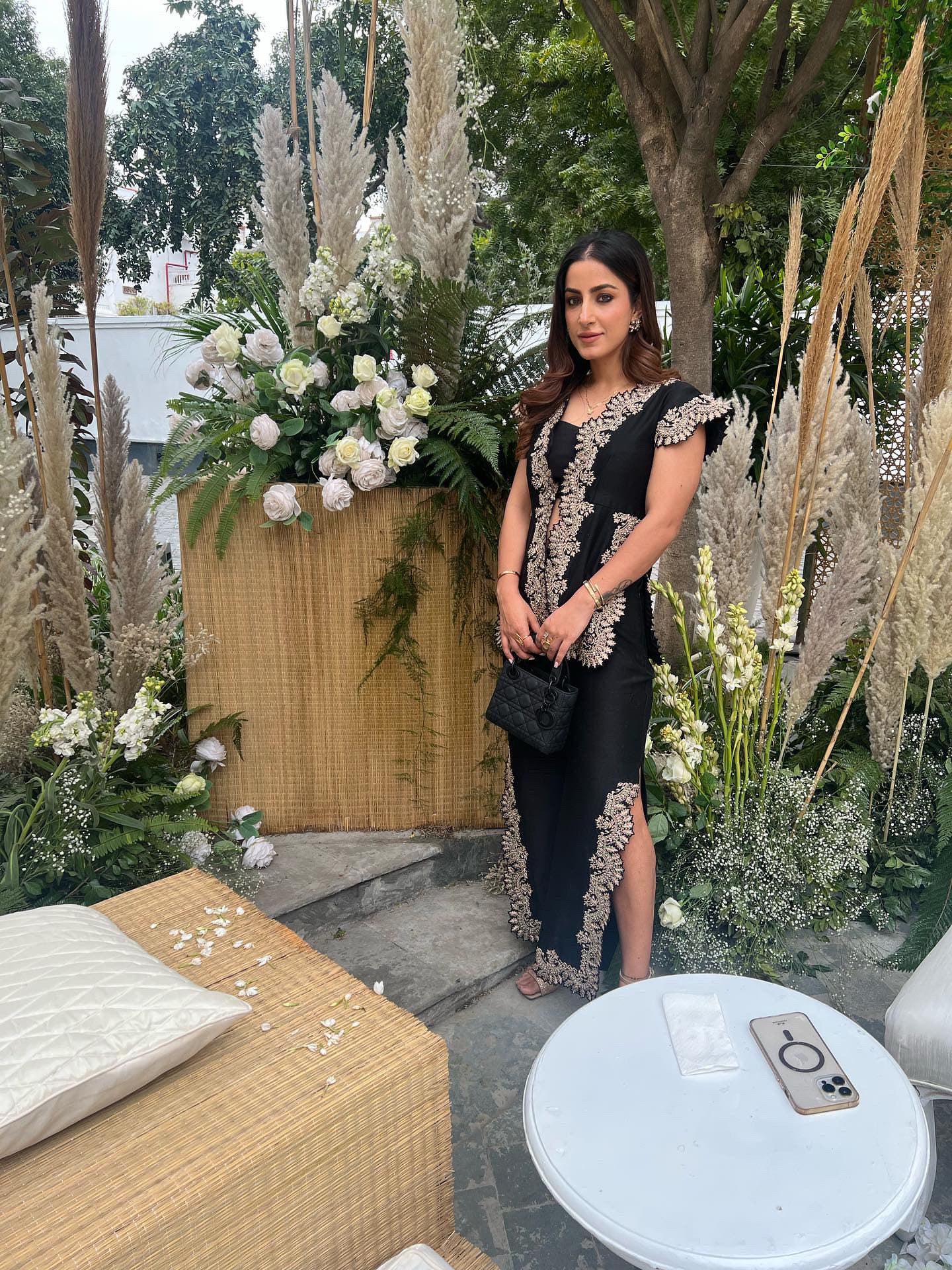 Kulvir Kaur Malhotra in black embroidered silk chanderi jacket set