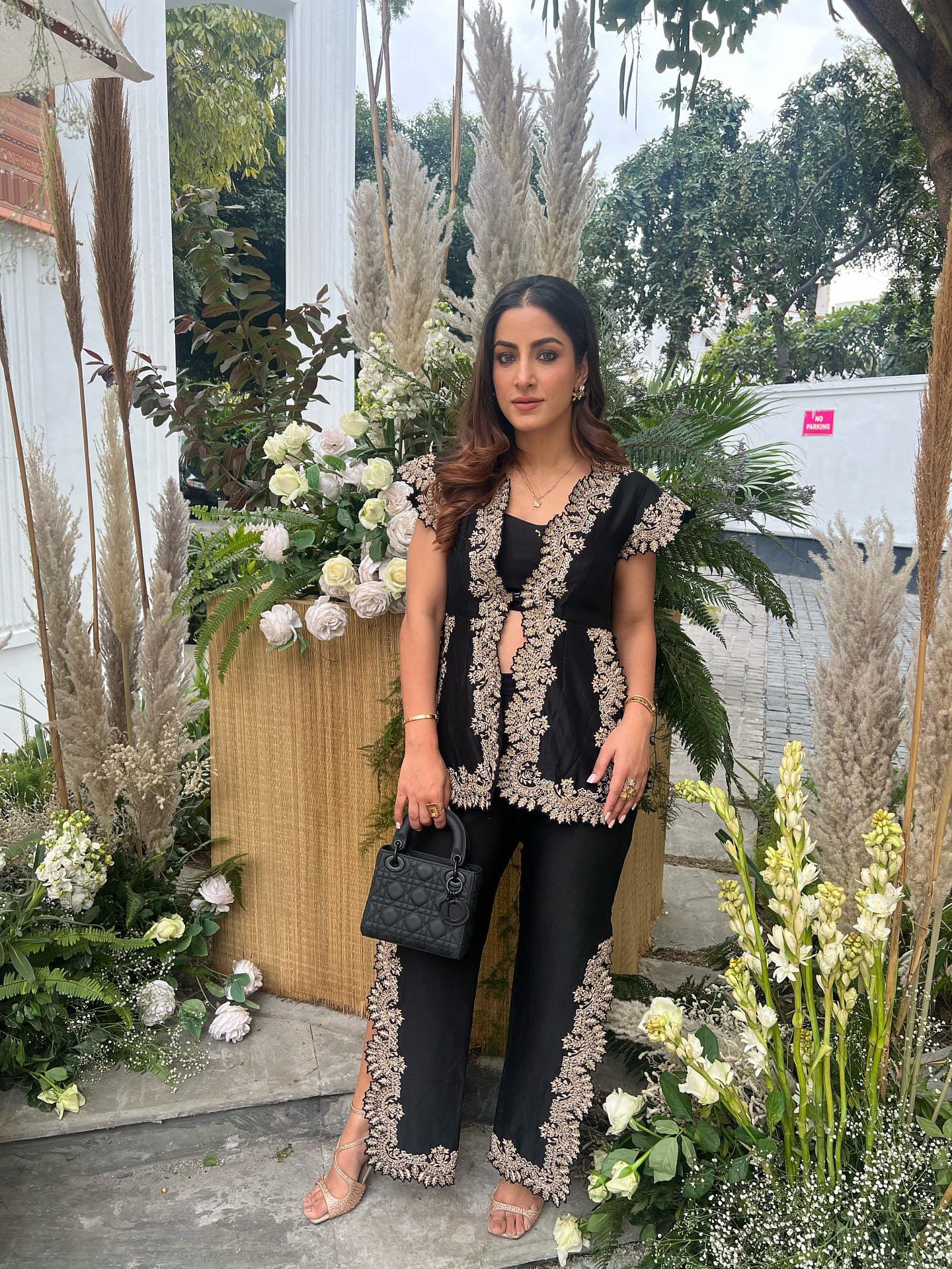 Kulvir Kaur Malhotra in black embroidered silk chanderi jacket set