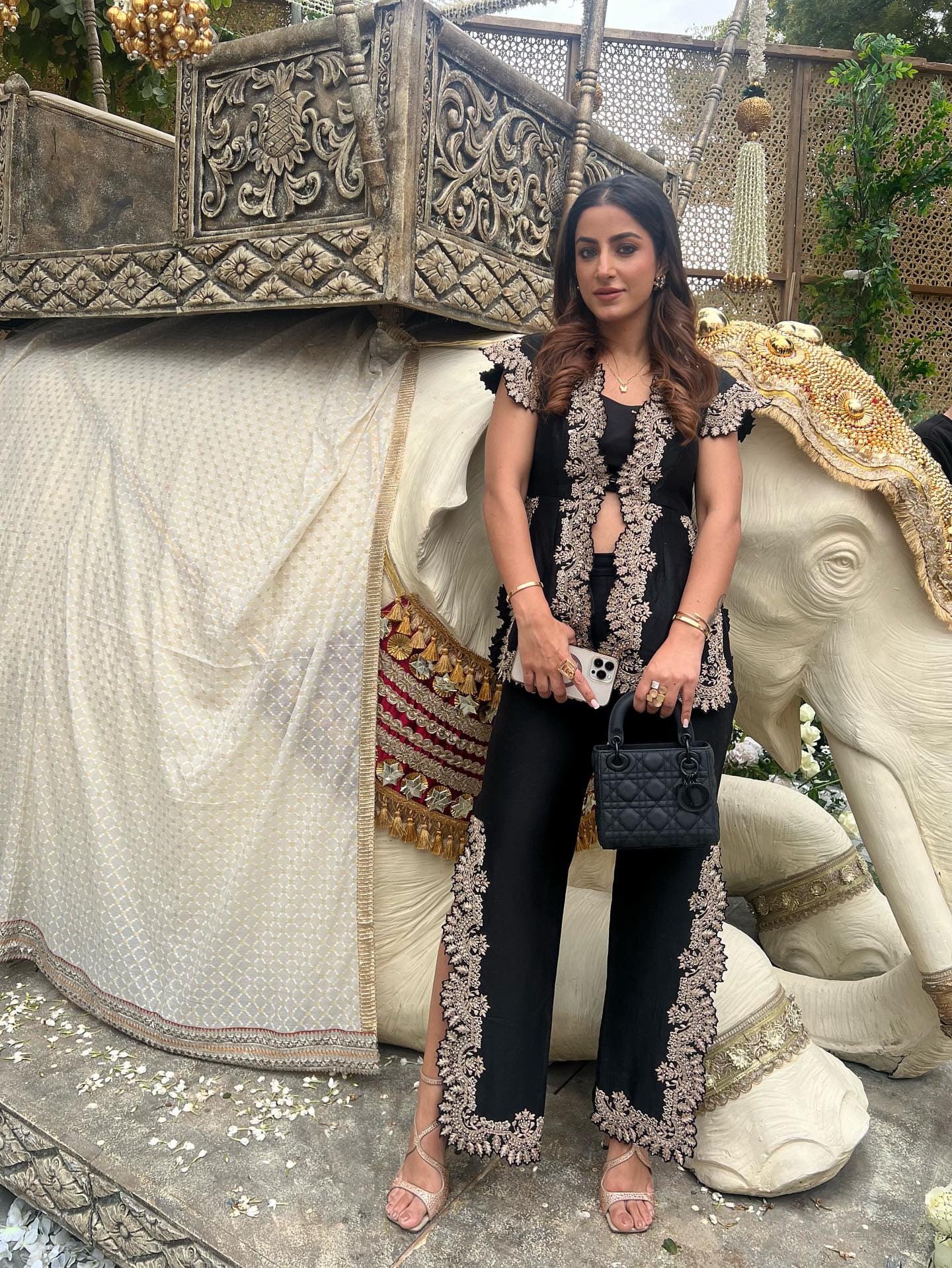 Kulvir Kaur Malhotra in black embroidered silk chanderi jacket set