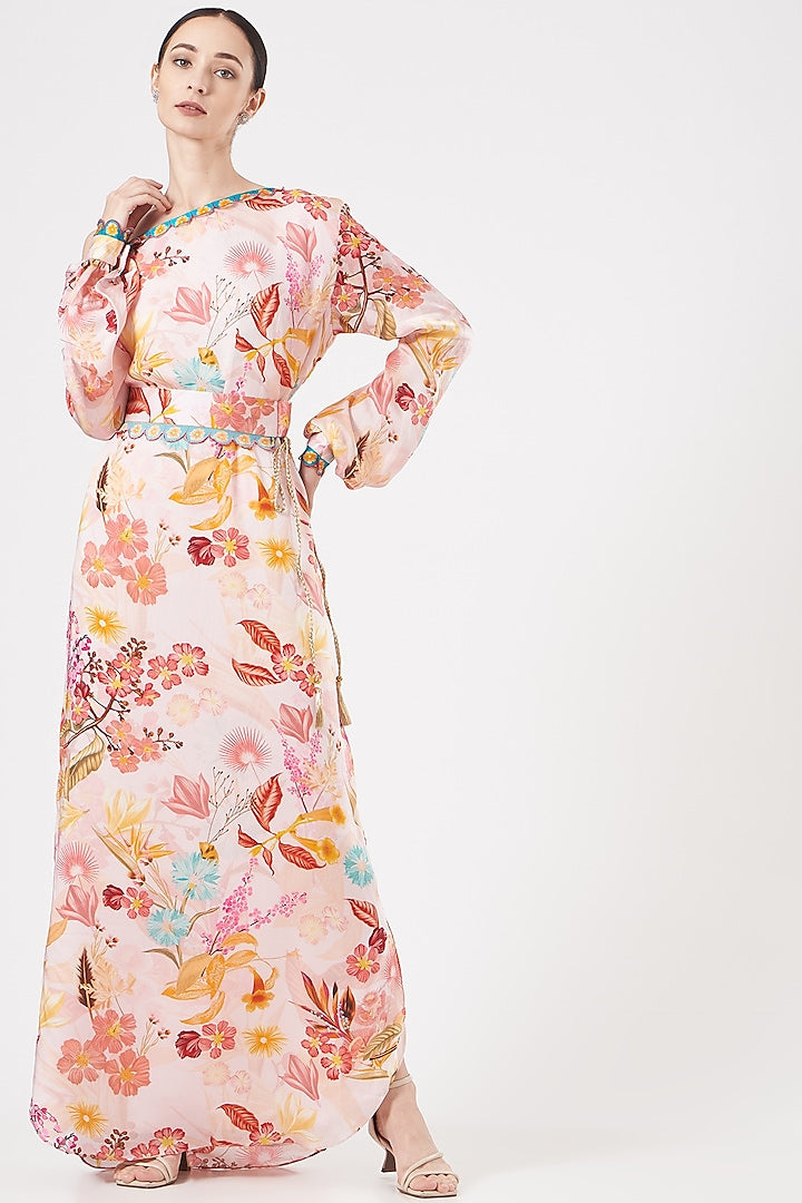 strapless open back dress Seanna Puff Shoulder Maxi Dress