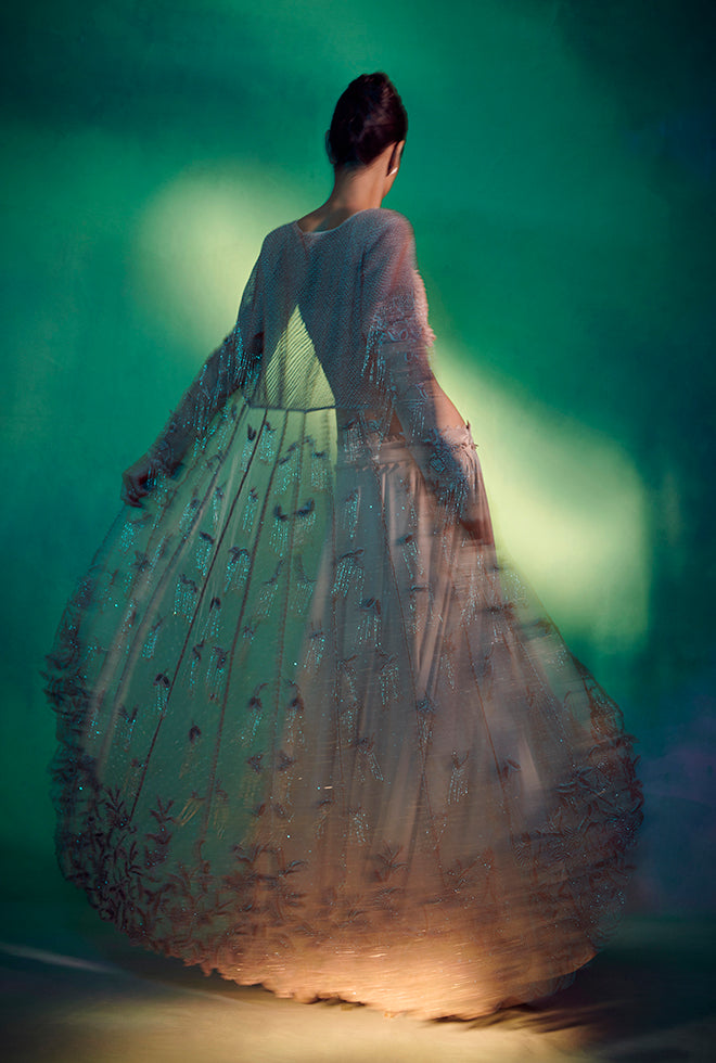 Orion || Taupe colour hand embroidered jacket set