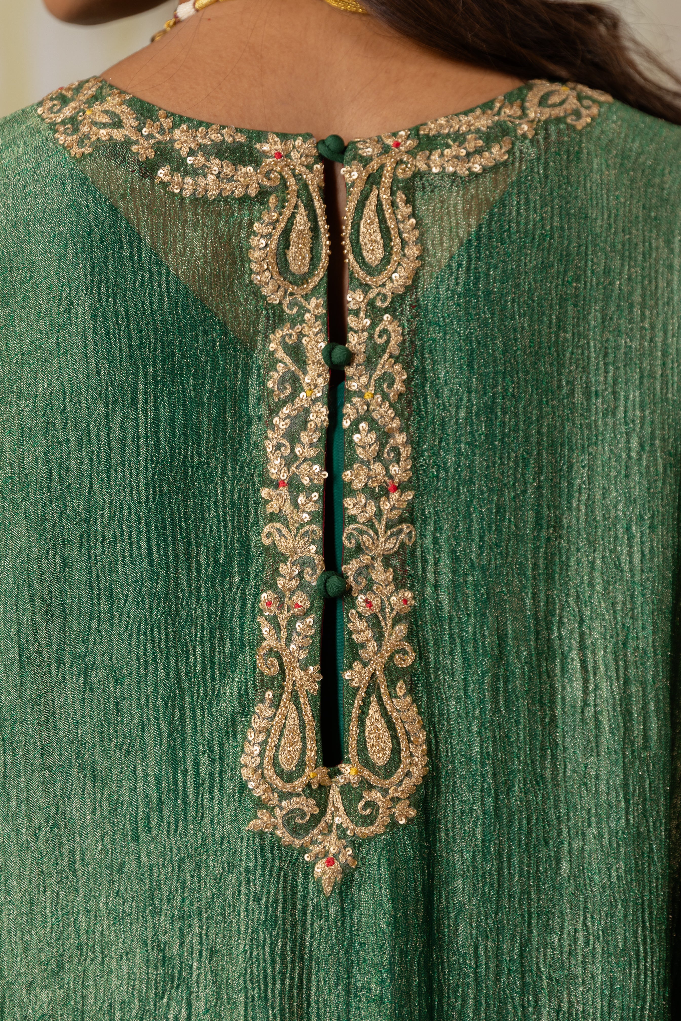 EMERALD GREEN EMBROIDERED KAFTAN