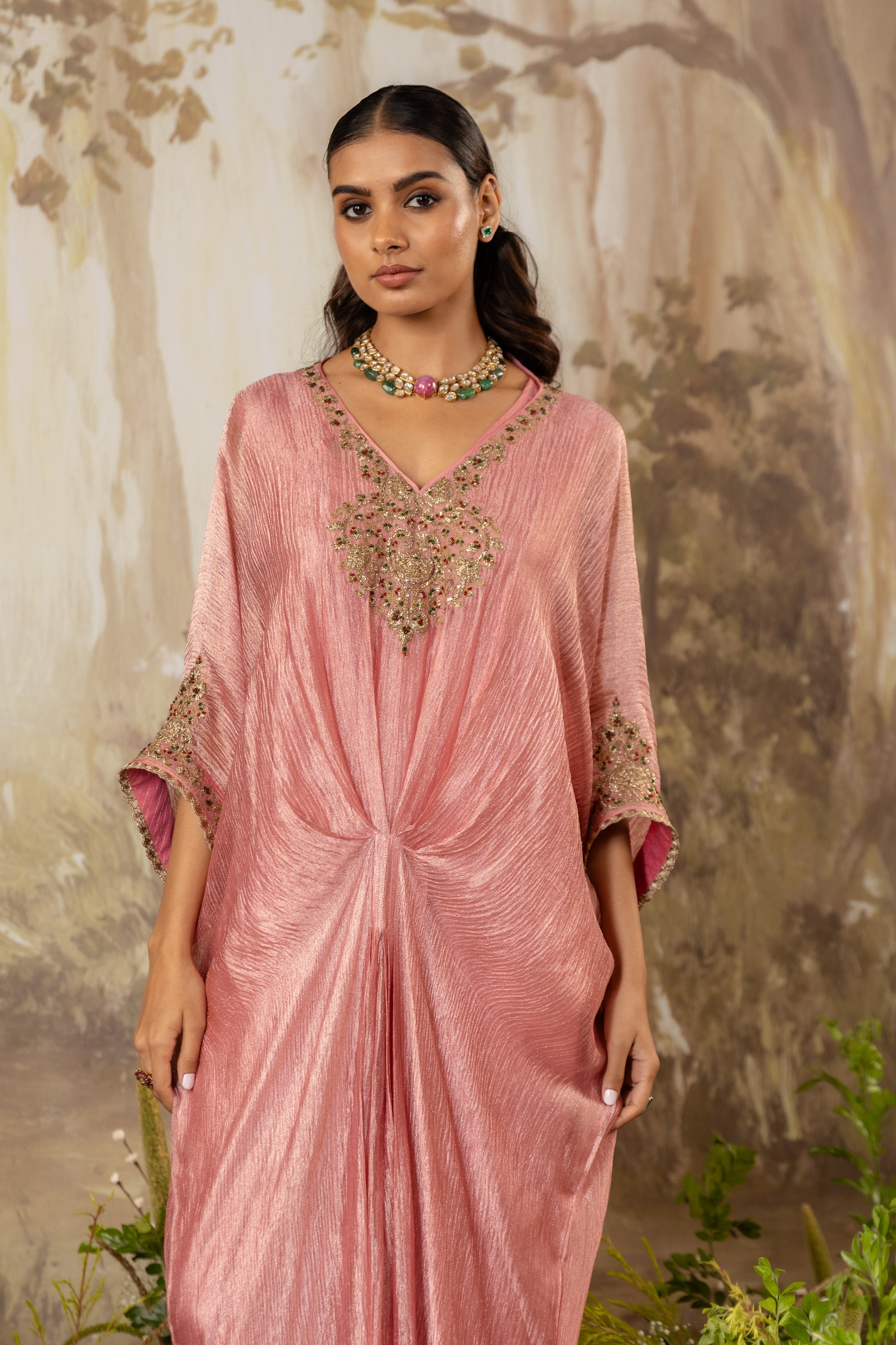 ROSE PINK embroidered KAFTAN