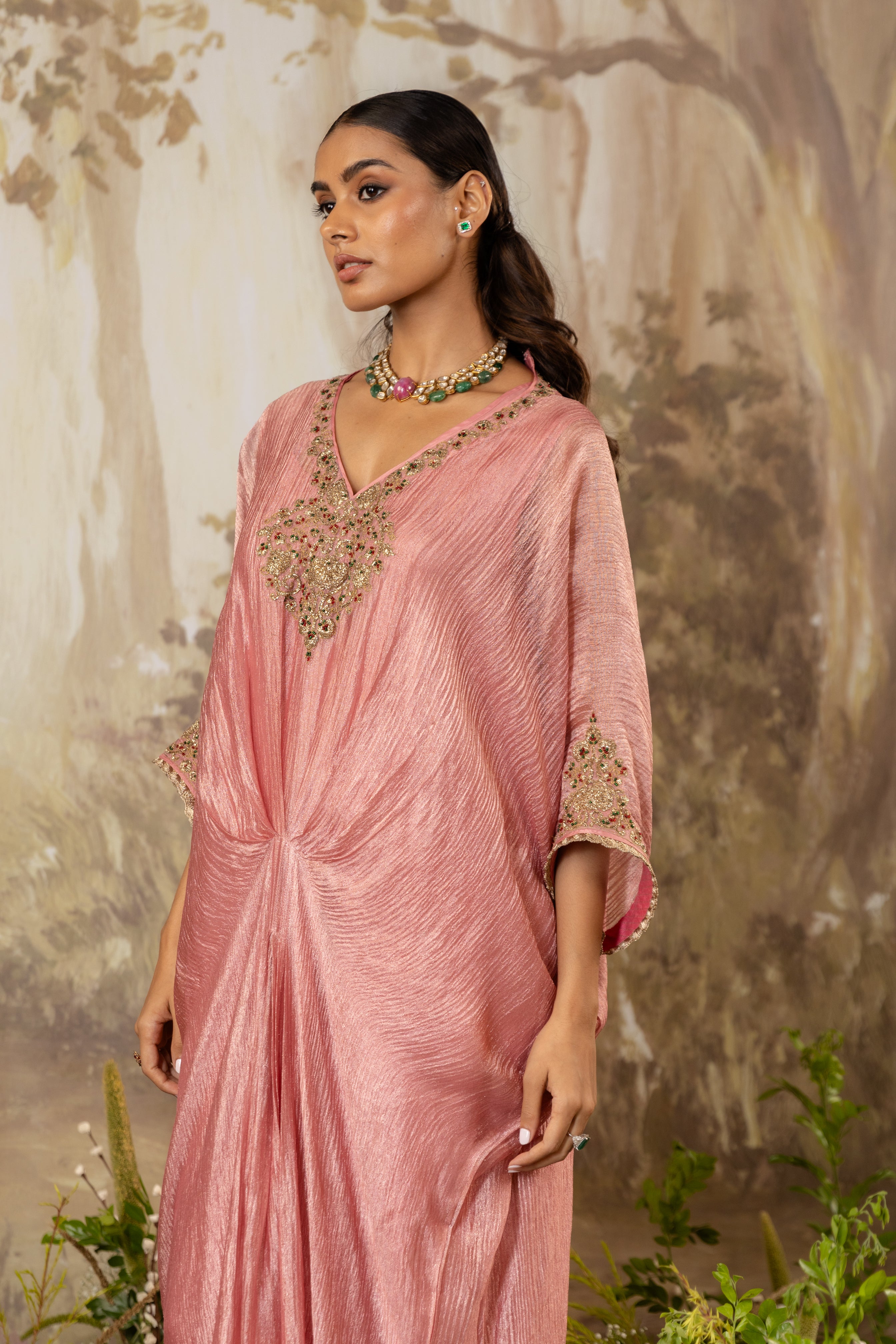 ROSE PINK embroidered KAFTAN