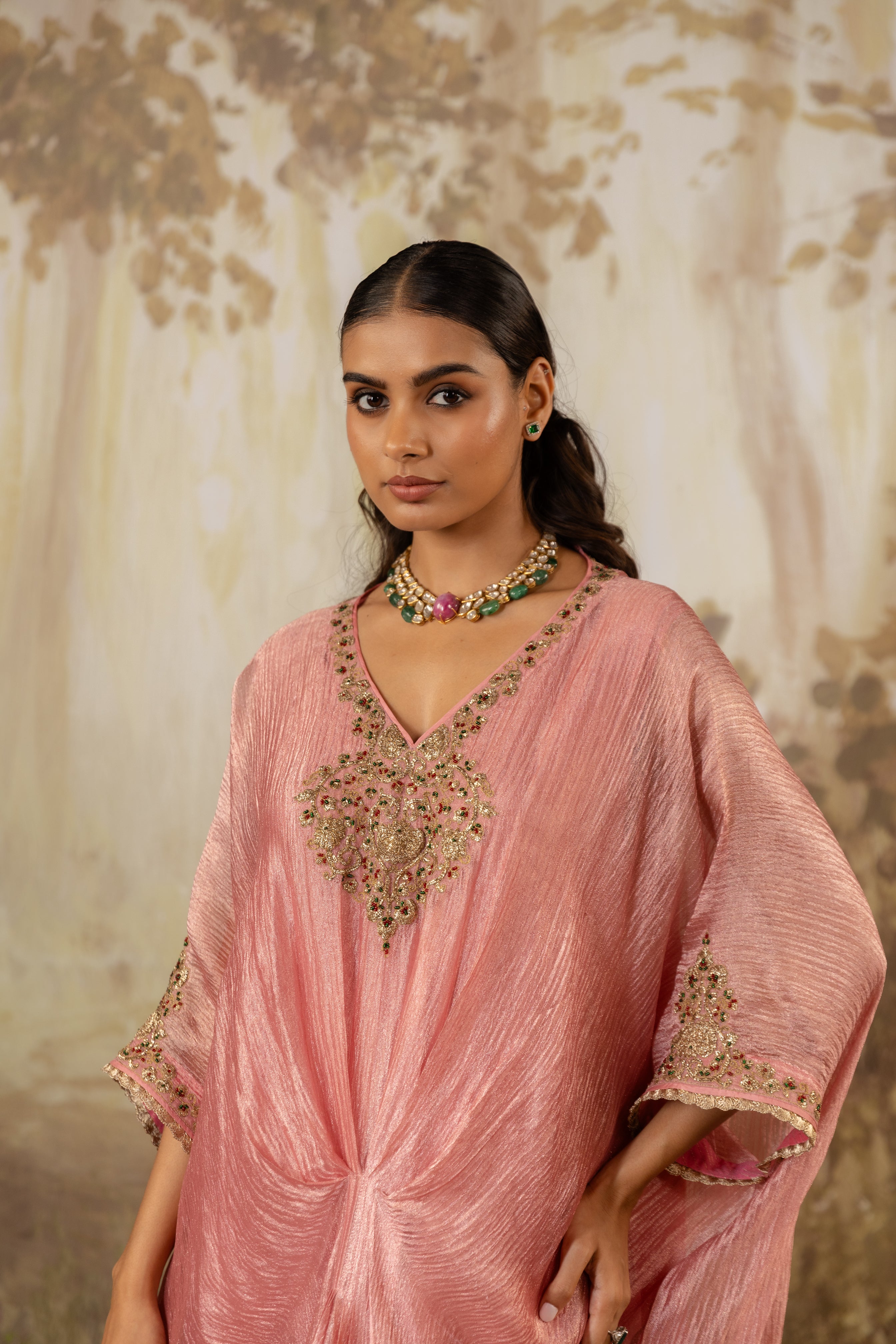 ROSE PINK embroidered KAFTAN