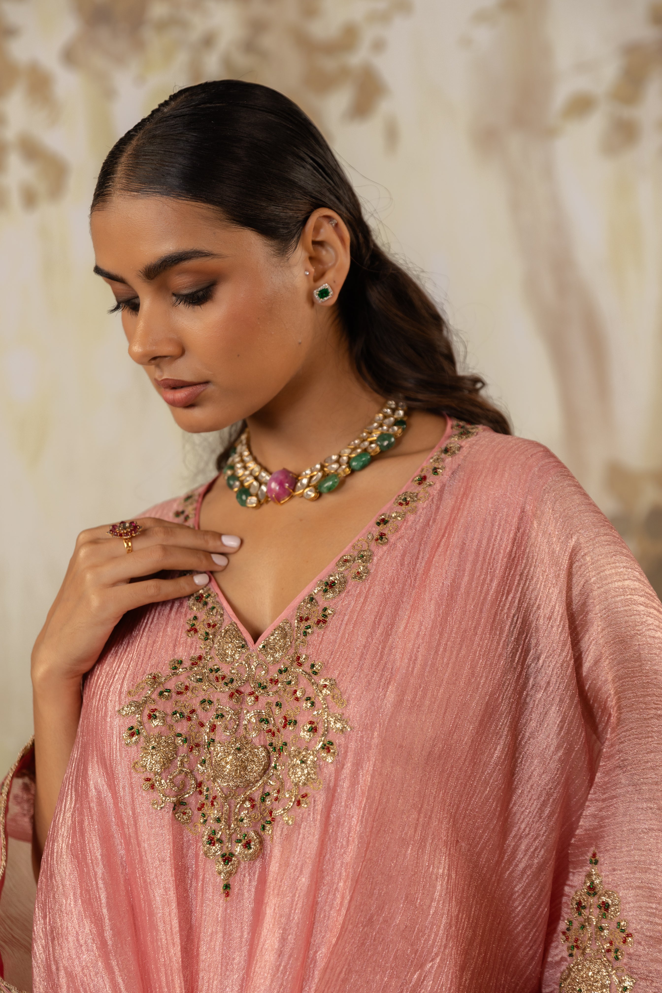 ROSE PINK embroidered KAFTAN