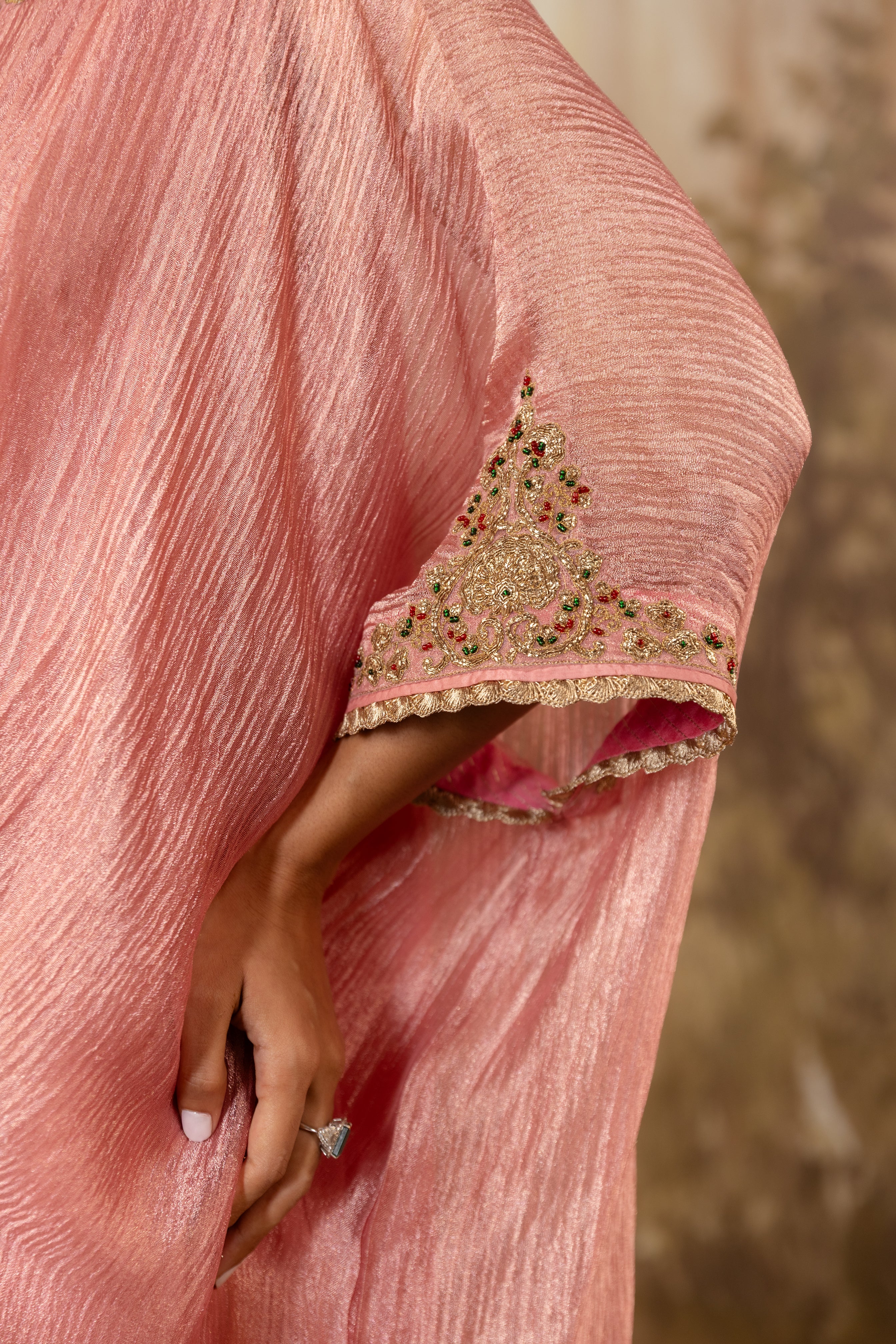 ROSE PINK embroidered KAFTAN