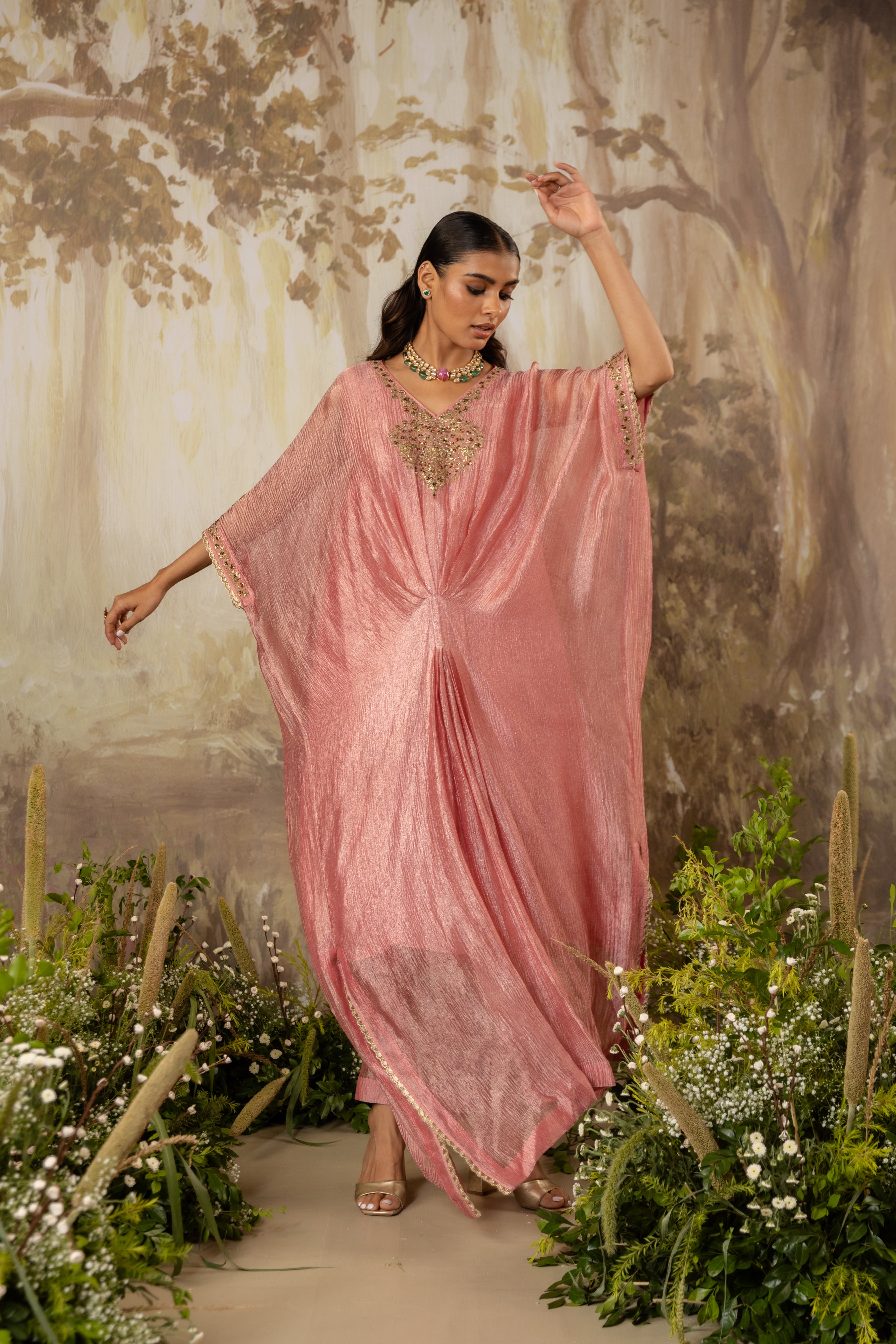 ROSE PINK embroidered KAFTAN