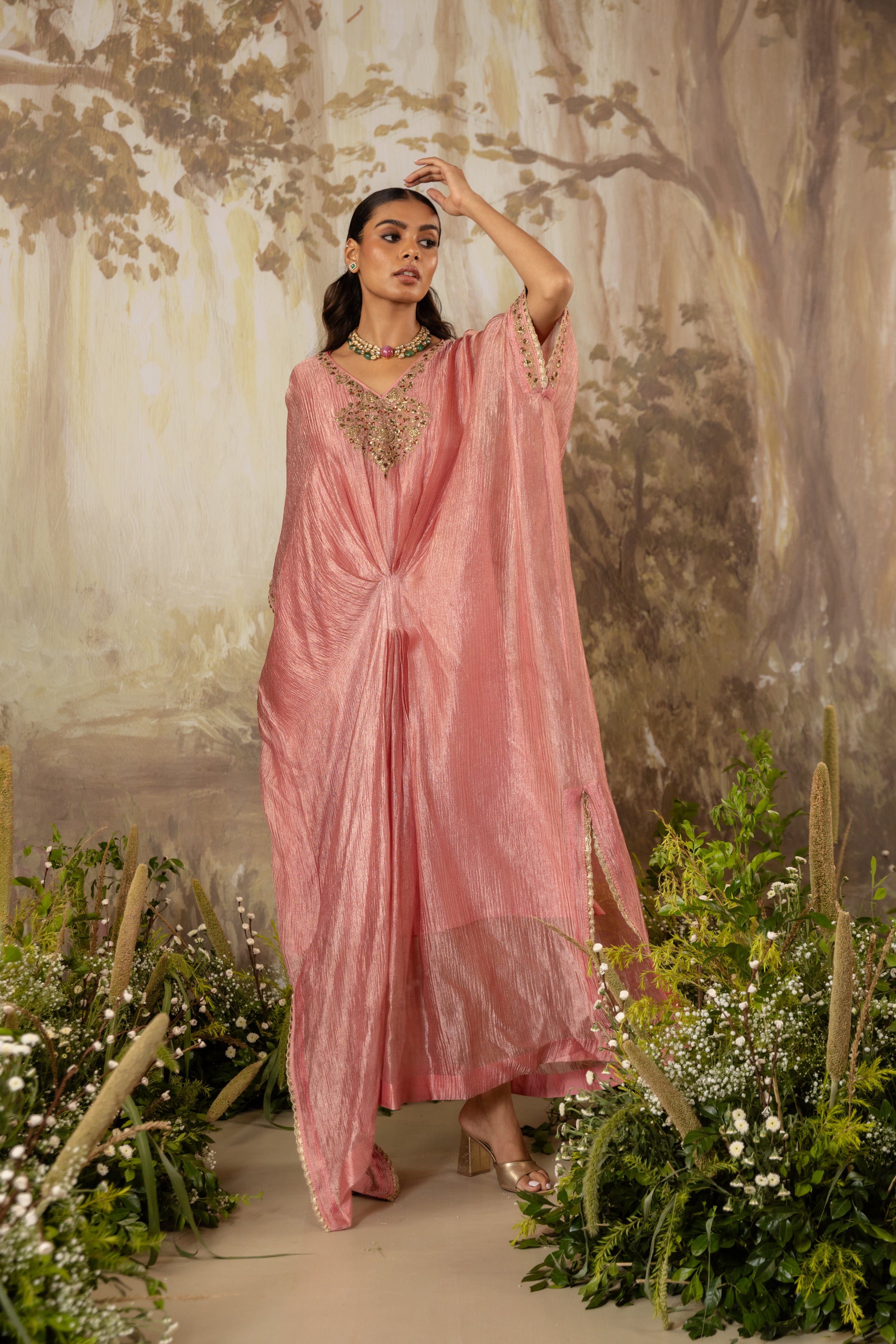 ROSE PINK embroidered KAFTAN