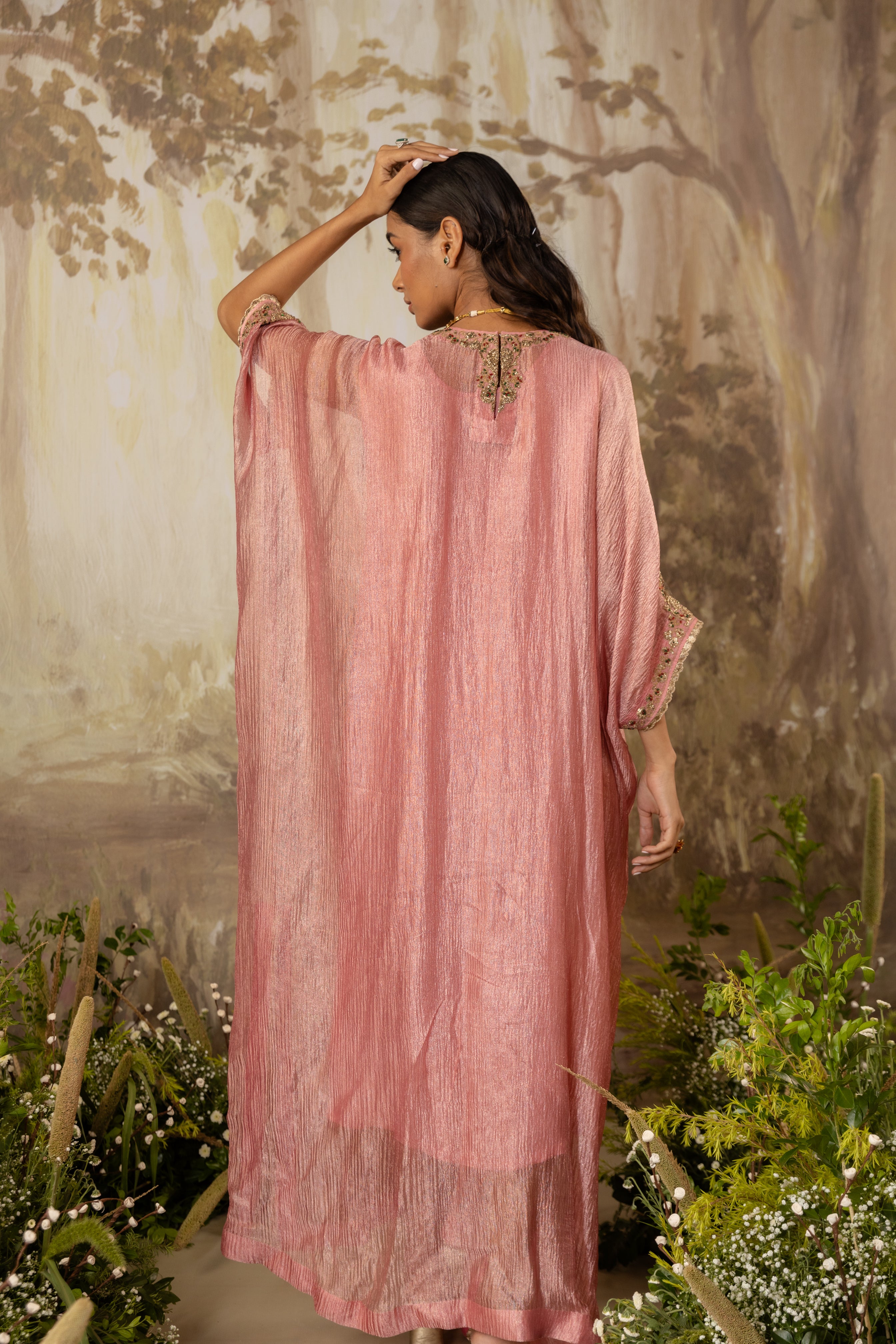 ROSE PINK embroidered KAFTAN