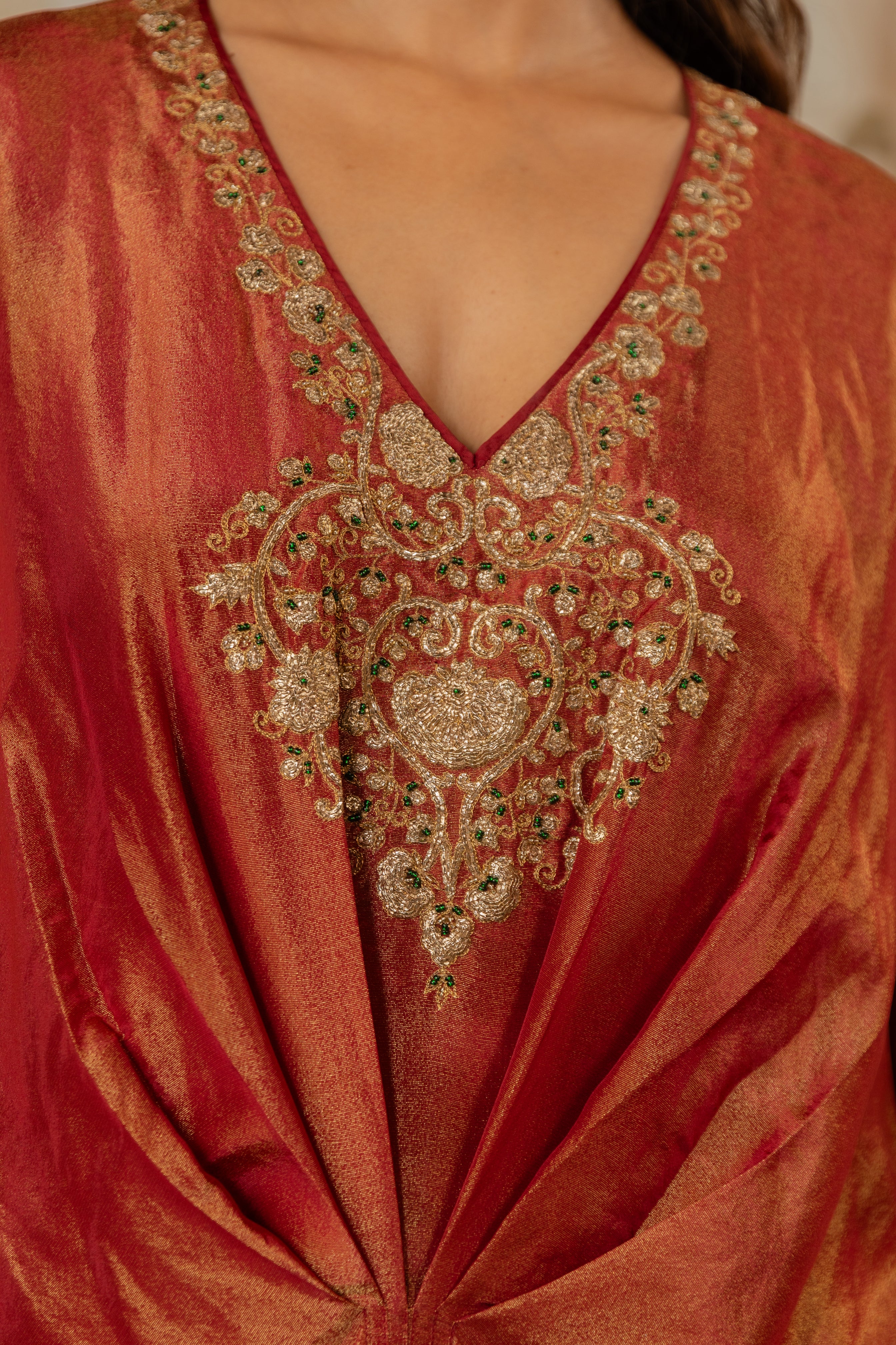 BURNT RUST embroidered KAFTAN