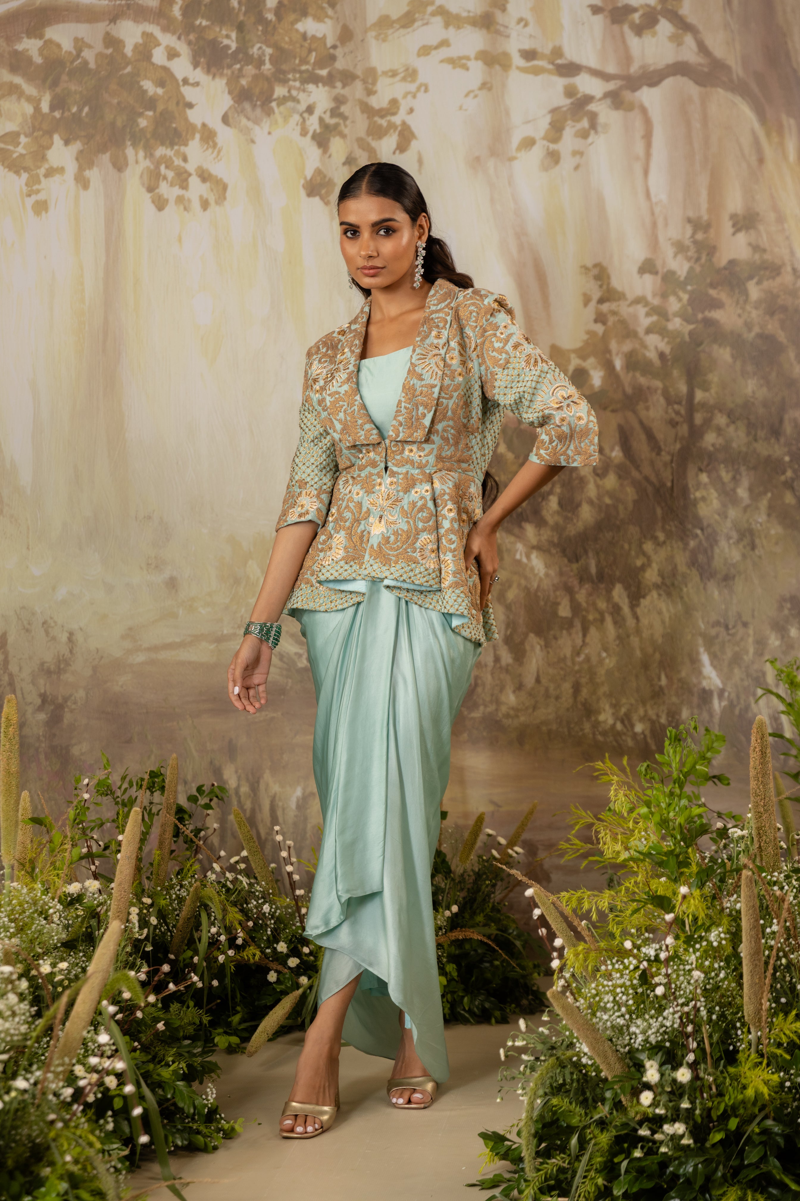 POWDER BLUE ZOE PEPLUM JACKET SET